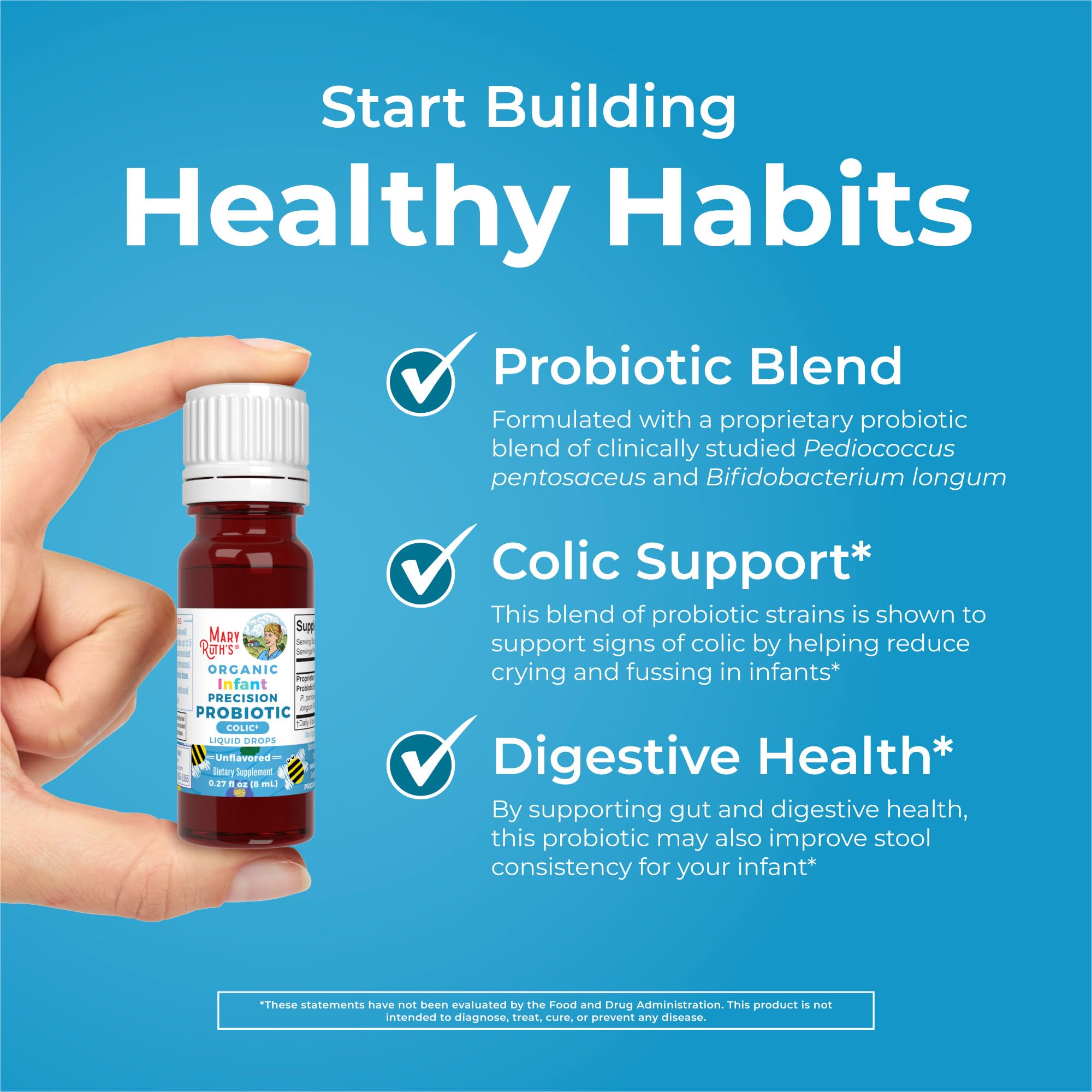 MARYRUTH'S Organic Infant Precision Probiotic Colic Liquid Drops, 0.27 oz