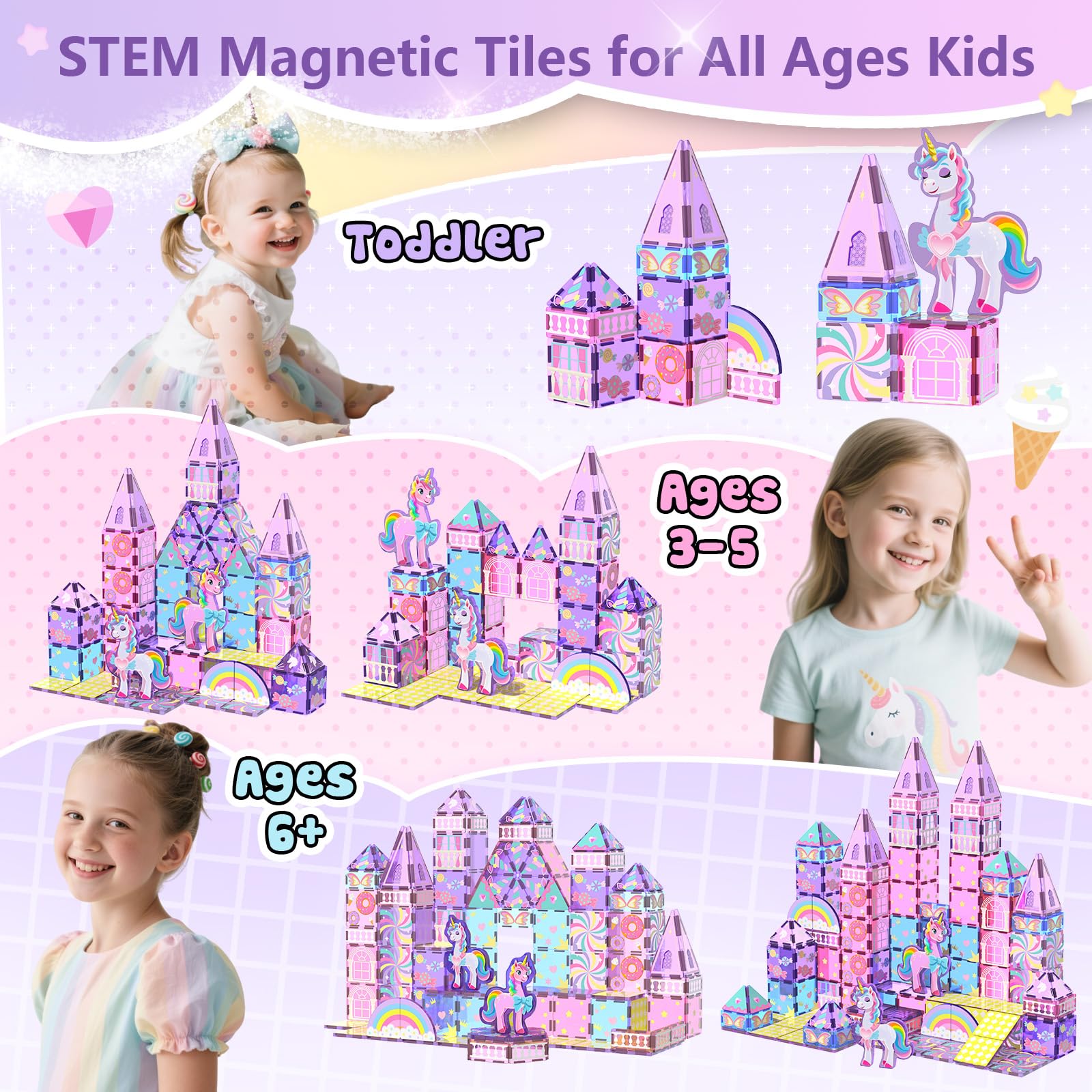 GobiDex Magnetic Building Blocks Unicorn Toys for Girls Age 4-6