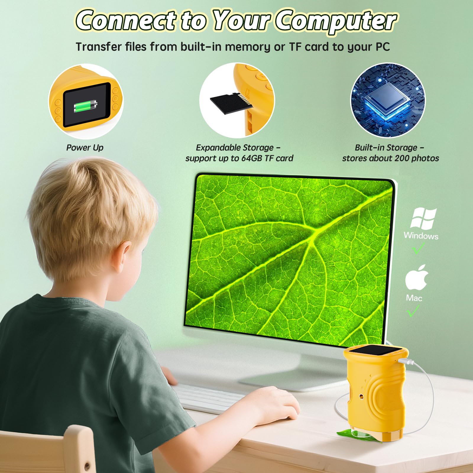 Alotwan Microscope for Kids 1000X Digital, Handheld Kids Microscope