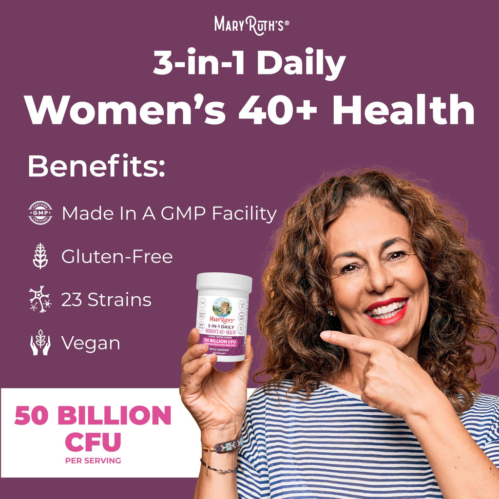 MaryRuth's 3-in-1 Daily Health 40+ Probiotics for Women, 50 Billion CFU