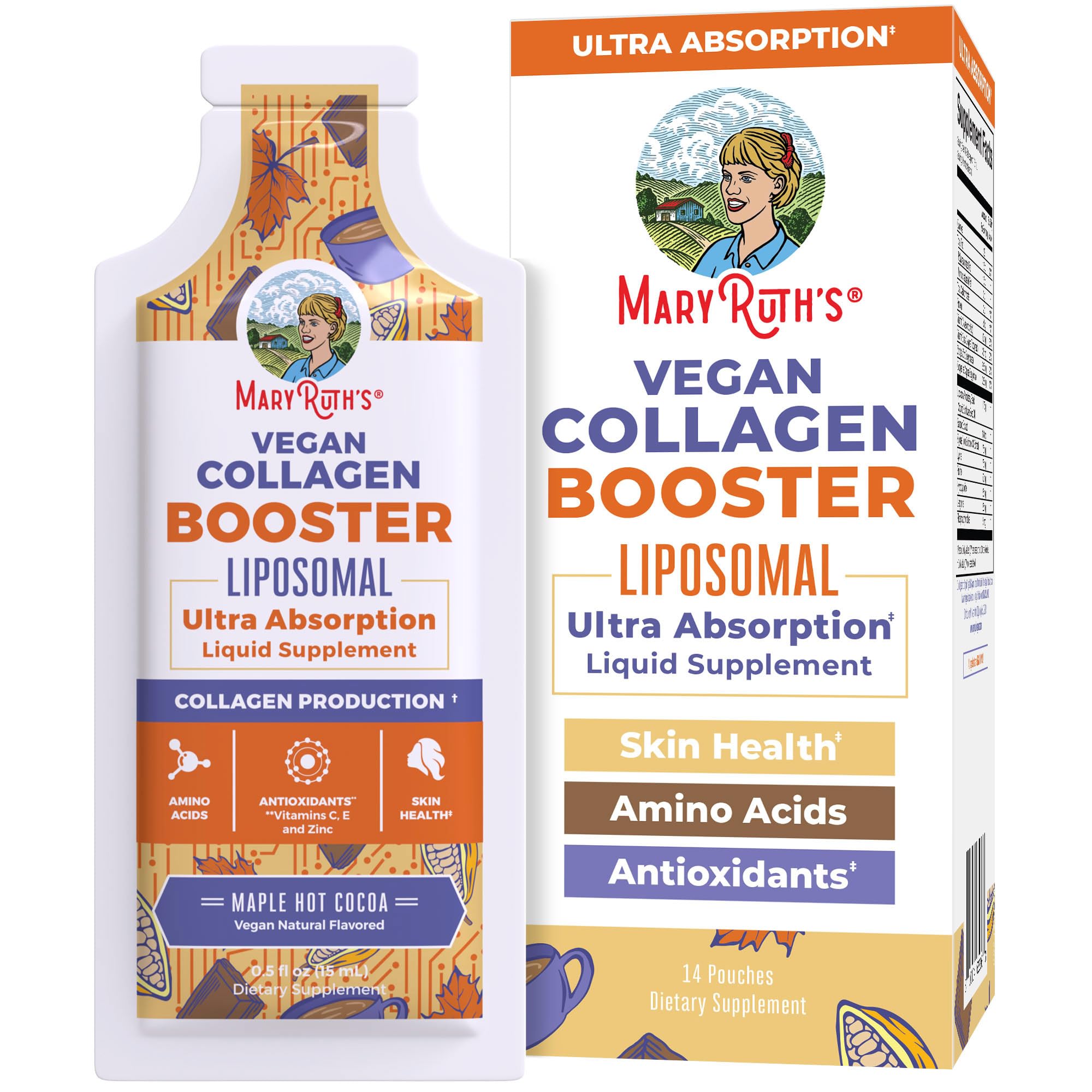 MARYRUTH'S Vegan Collagen Booster Liposomal, Sugar Free, 14 Servings