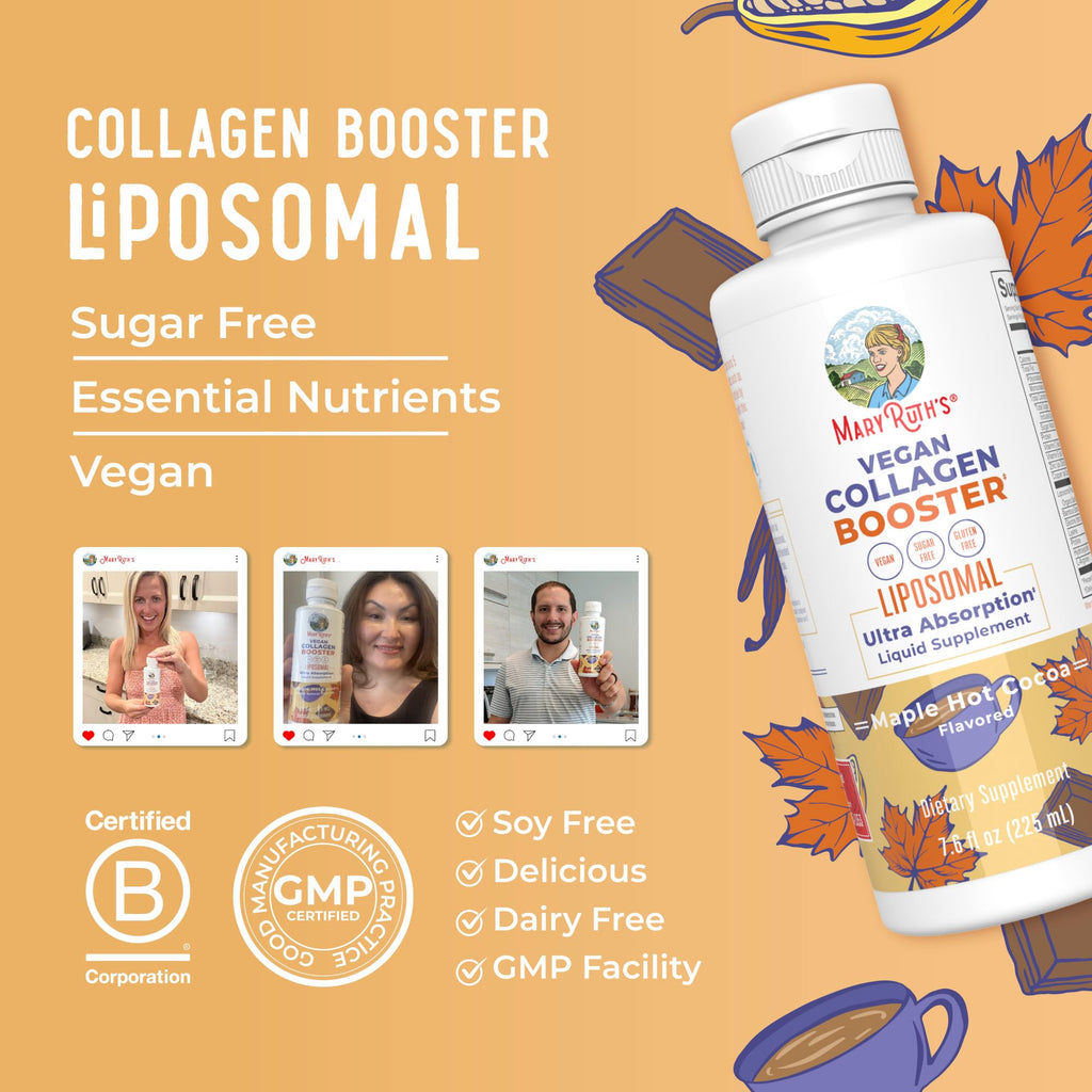 MARYRUTH'S Vegan Collagen Booster Liposomal, Sugar Free, Non-GMO, 7.6 Fl Oz