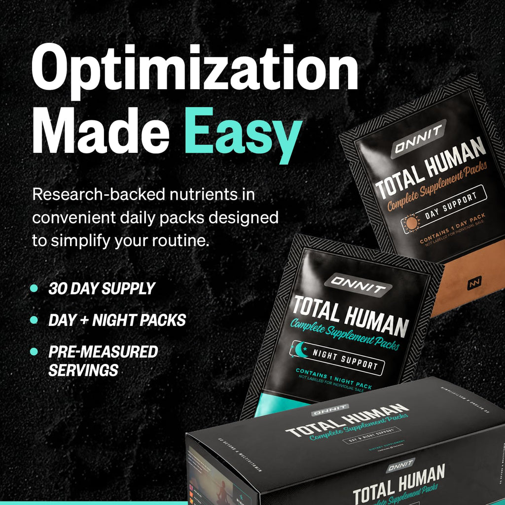 ONNIT Total Human Adult Multivitamin Comprehensive Capsule Packs with Day and Night Support, Daily Vitamin Packs for Men and Women, Dietary Supplement Capsules, 30-Day Supply, 60 Packs