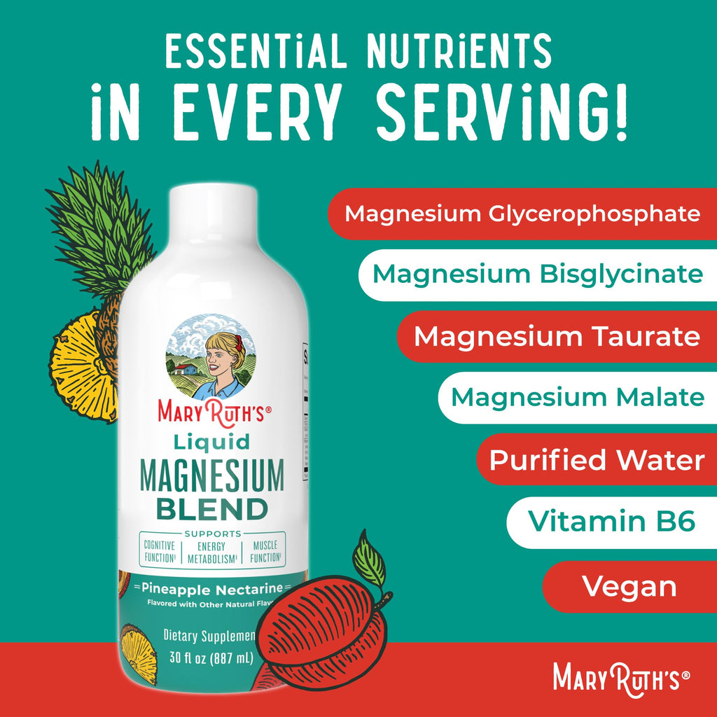 MaryRuth's Liquid Magnesium, Glycerophosphate + Bisglycinate, 30oz, Ages 4+