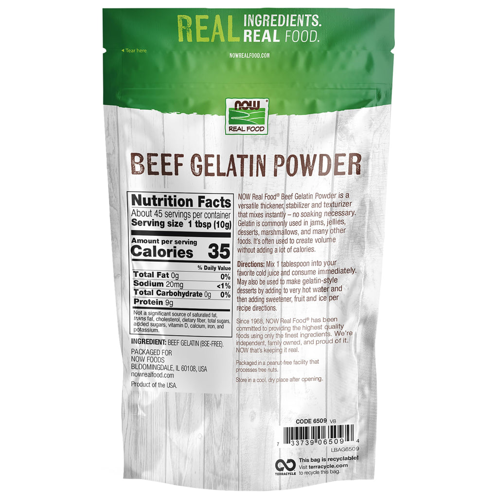 NOW Foods, Beef Gelatin Powder, Natural Thickening Agent, Source of Protein, 1-Pound (Packaging May Vary)