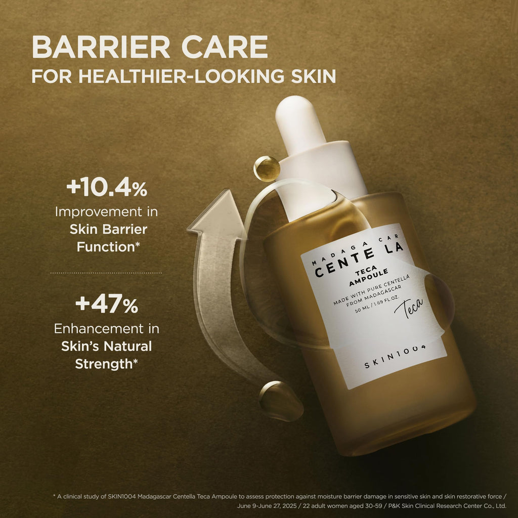 SKIN1004 Madagascar Centella TECA Ampoule & Cream Set, Hydrating Serum & Face Moisturizer with TECA & PDRN for Moisture Barrier Support and Oil & pH Balance for Blemish-Prone Skin, Korean Skin Care