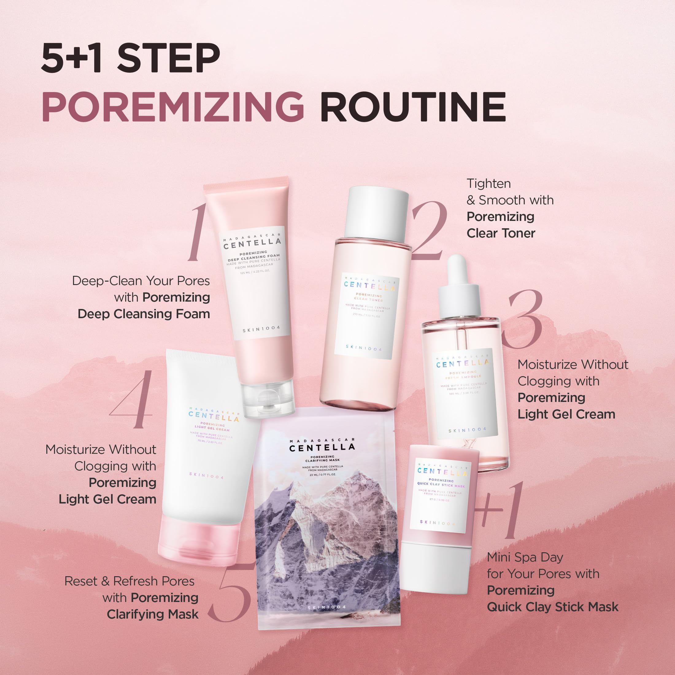 SKIN1004 Poremizing Deep Cleansing Foam, 4.23 fl.oz, 125ml, Makeup Remover, Korean Face Cleanser with Himalayan Pink Salt & Madagascar Centella Asiatica for Facial Pore Cleansing, Korean Skin Care