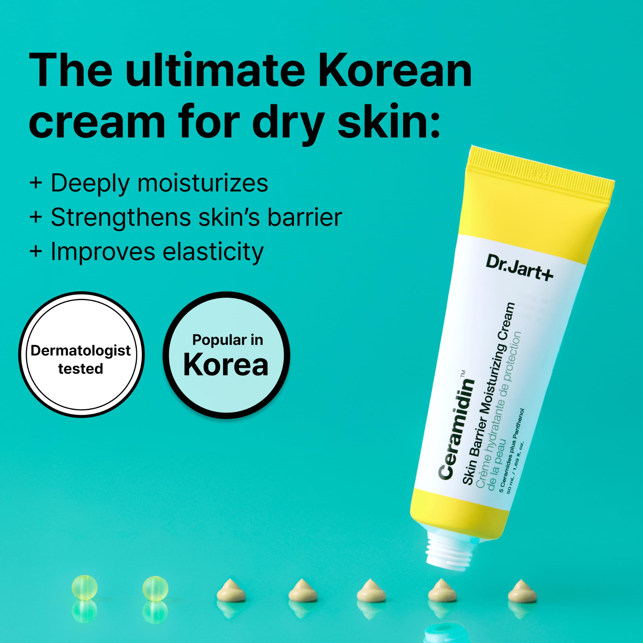 Dr.Jart+ Ceramidin Skin Barrier Korean Face Cream Moisturizer with Ceramides and Panthenol | Korean Skin Care, 1.69 Fl Oz