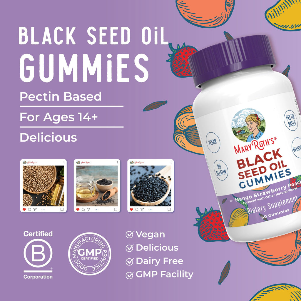 MARYRUTH'S Organics Black Seed Oil Gummies, Black Cumin Seed Oil Supplement