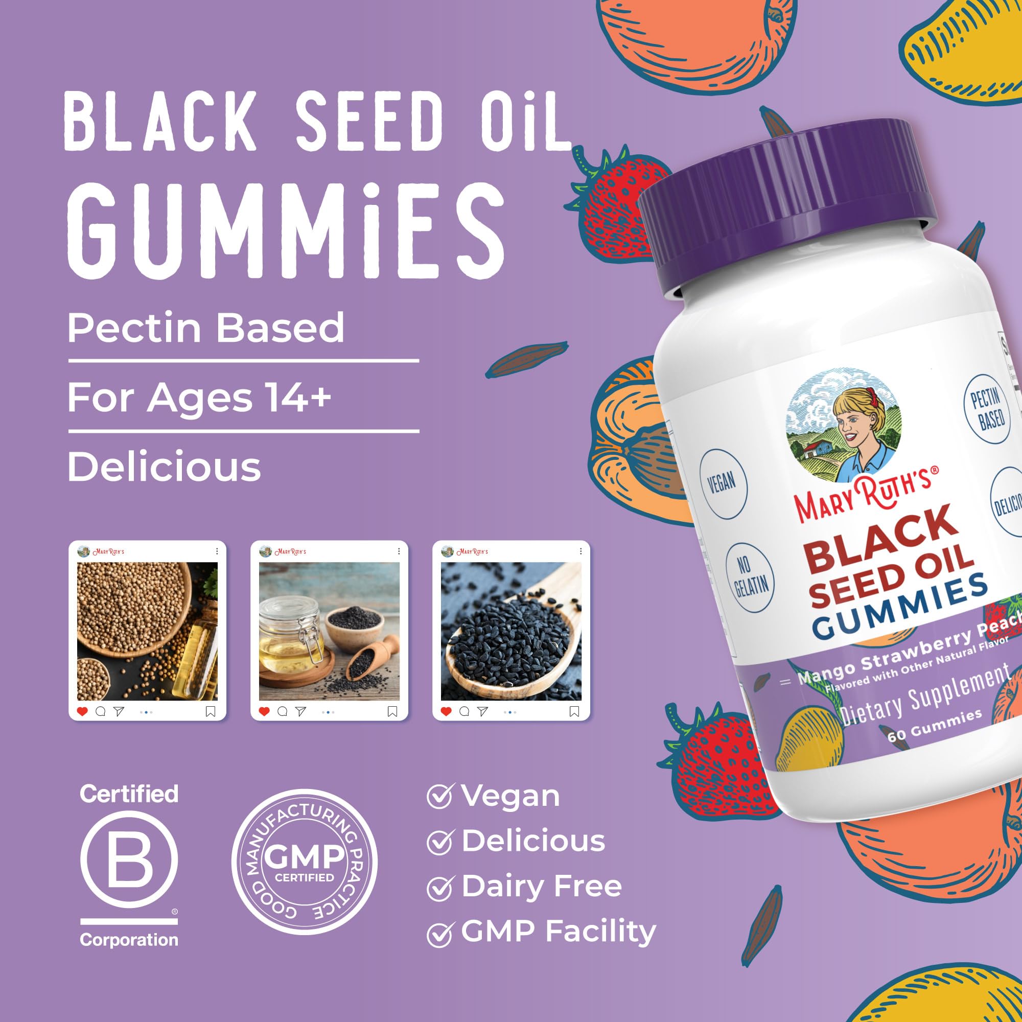 MARYRUTH'S Organics Black Seed Oil Gummies, Black Cumin Seed Oil Supplement