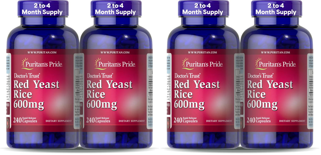Puritan's Pride Doctors Trust® Red Yeast Rice 600mg,Dietary Supplement,240 Rapid Release Capsules,(Pack of 4)