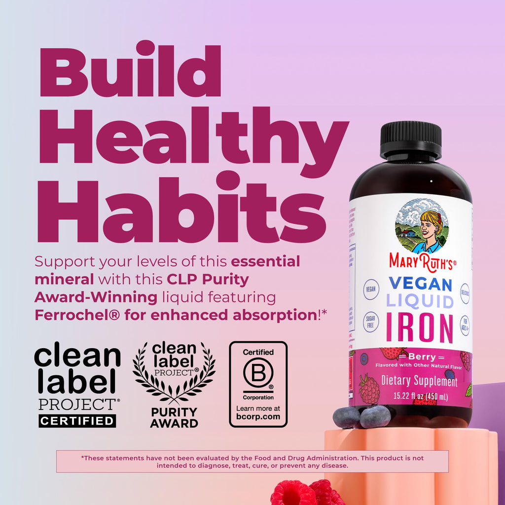 MaryRuth's Liquid Iron Supplement for Women Men & Kids, 15.22 Fl Oz, Vegan