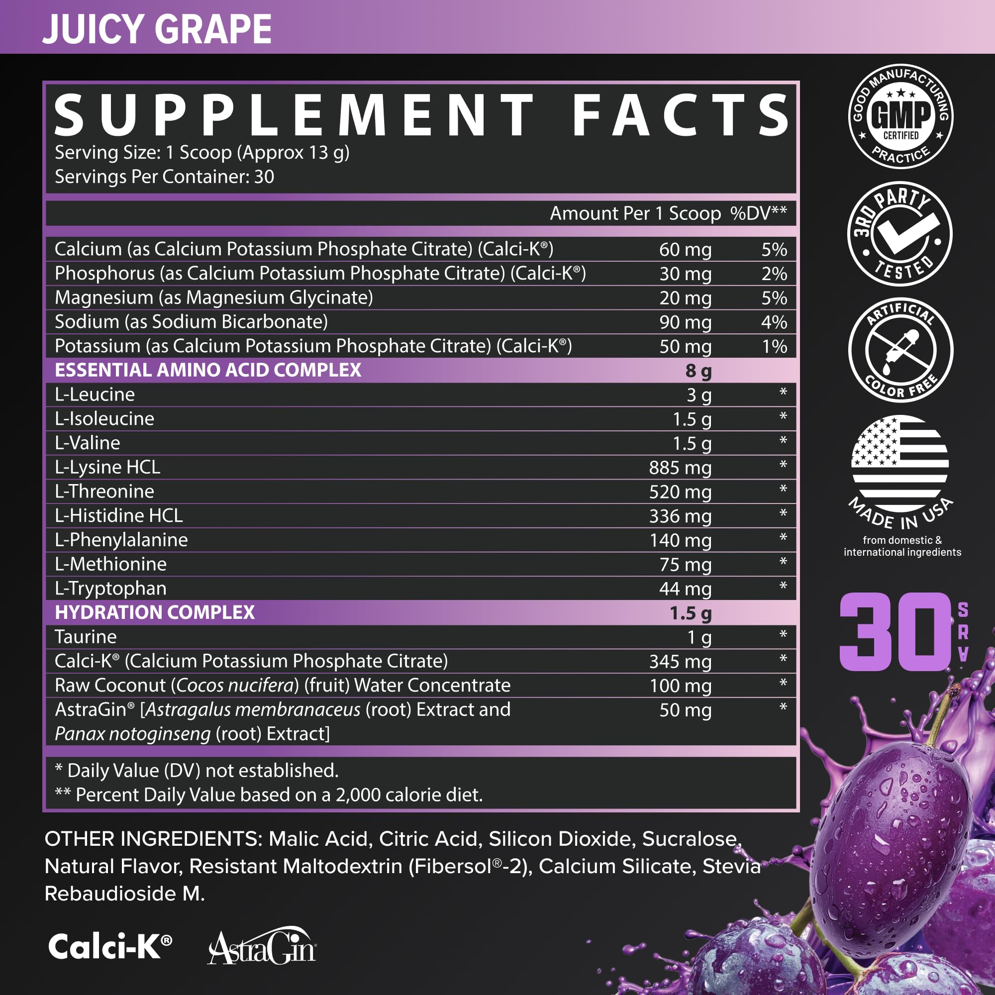 Nutrex Research EAA Hydration | EAAs + BCAA Powder | Muscle Recovery, Strength, Muscle Building, Endurance | 8G Essential Amino Acids + Electrolytes | (Packaging My Vary) 30 Servings (Juicy Grape)