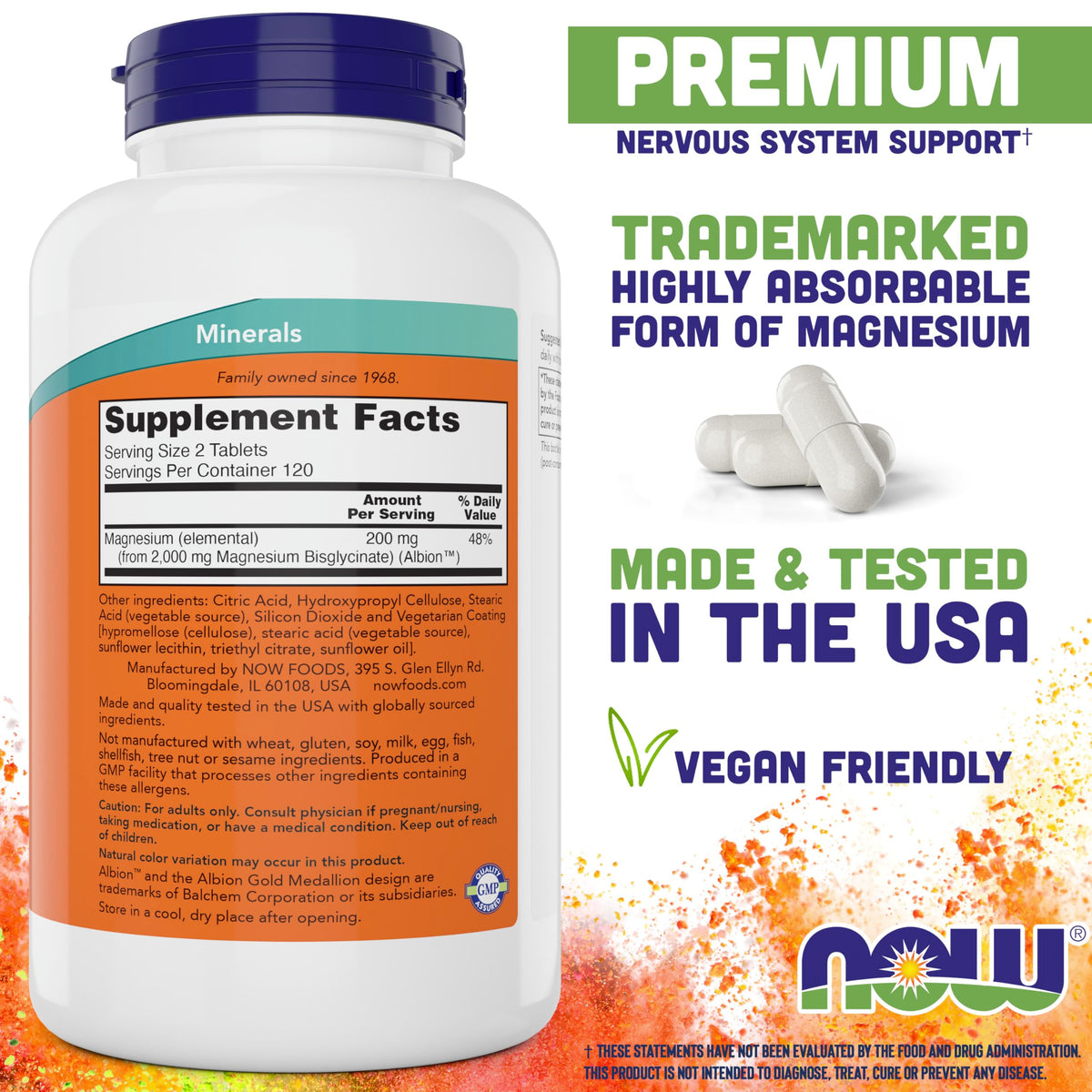 Now Foods Magnesium Glycinate, 240 Tablets, Non-GMO