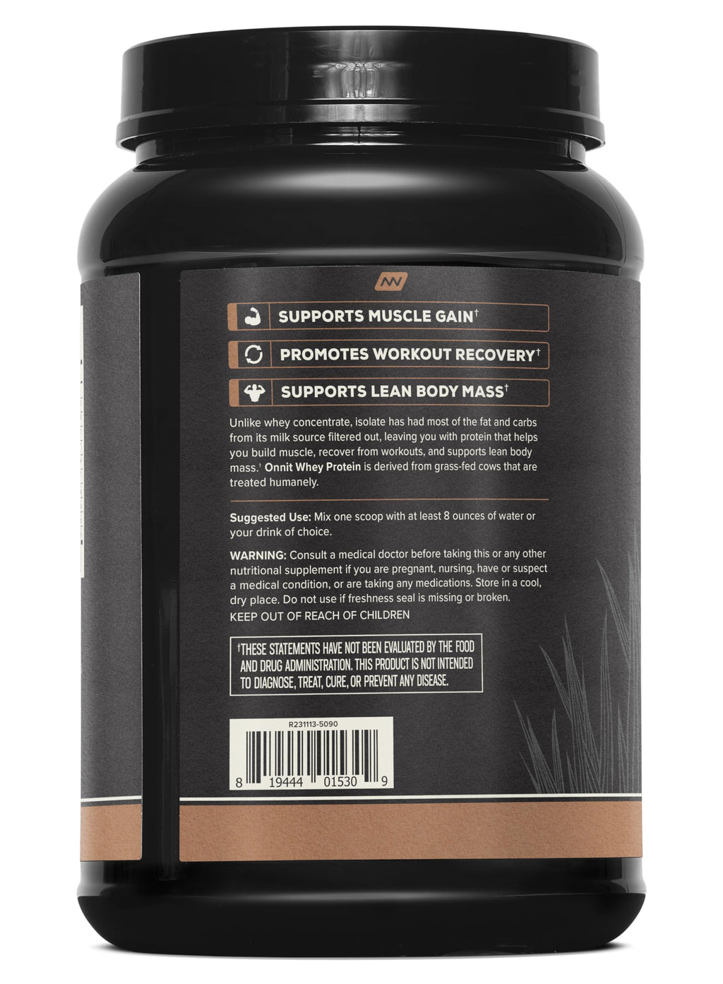 ONNIT Grass Fed Whey Isolate Protein Powder, Protein Powder Dietary Supplement to Support Muscle Gain and Workout Recovery, 30 Servings per Tub, 30.7 oz (Chocolate)