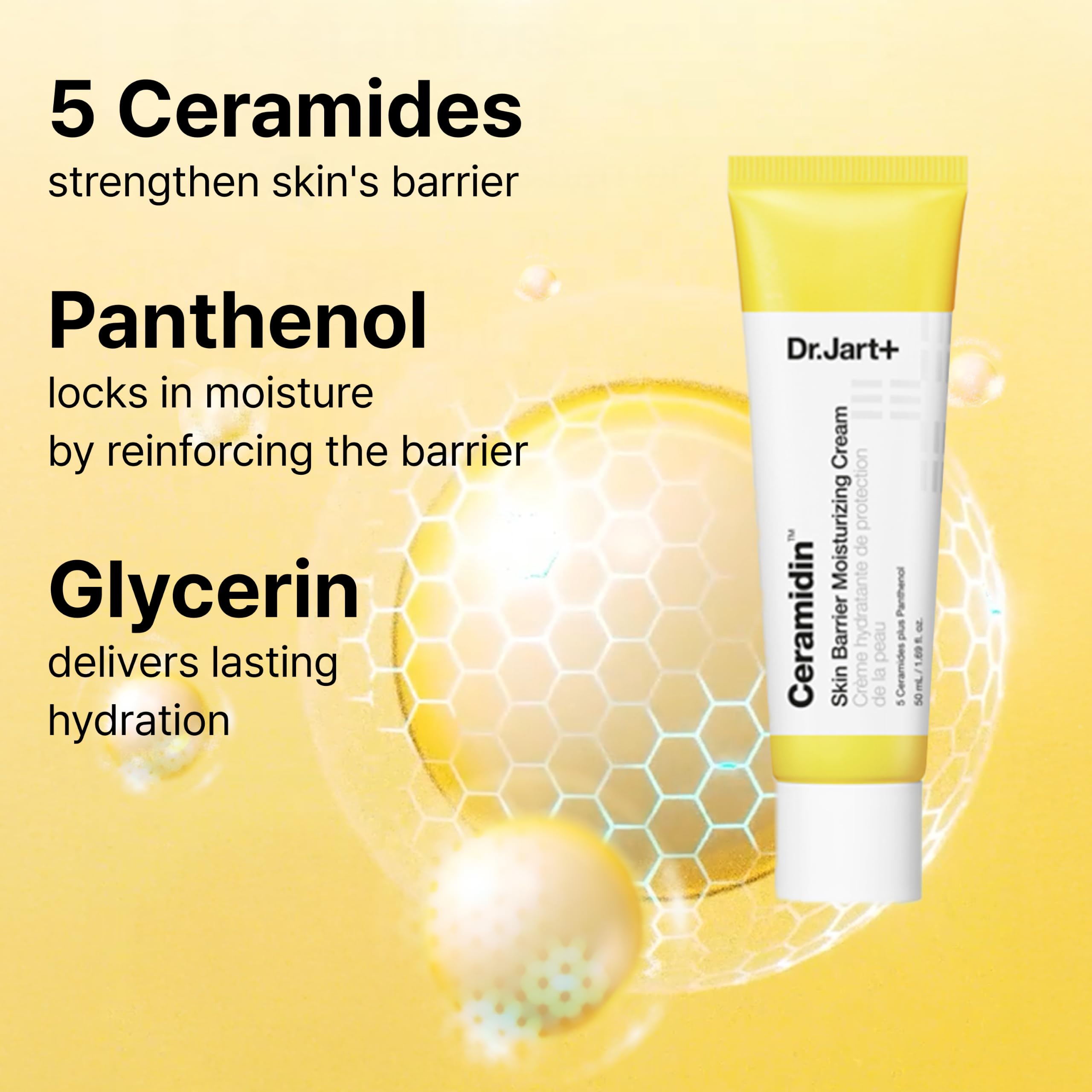 Dr.Jart+ Ceramidin Skin Barrier Korean Face Cream Moisturizer with Ceramides and Panthenol | Korean Skin Care, 1.69 Fl Oz