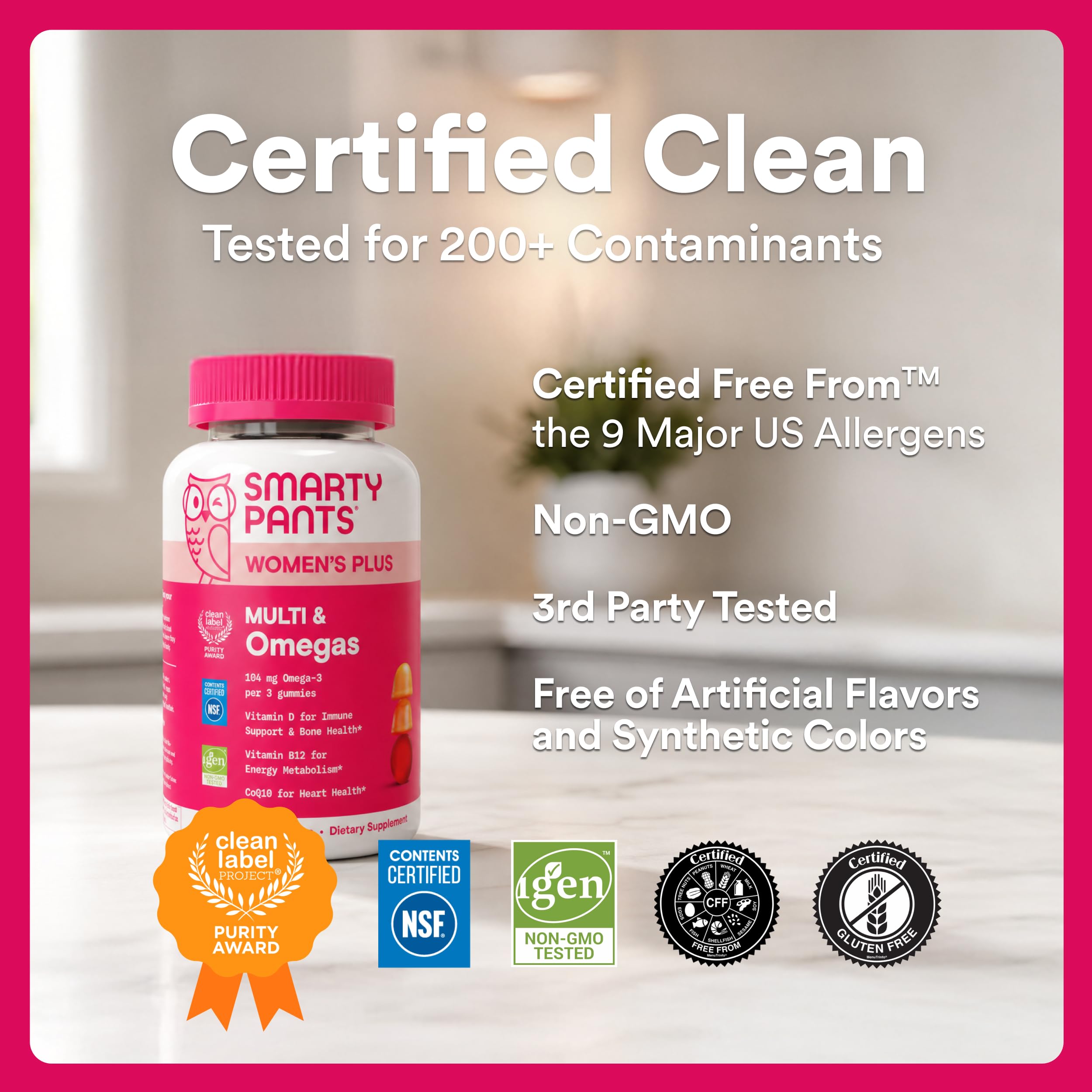 SmartyPants Women's Multivitamin Gummies, Omega 3 DHA/EPA, Methylfolate, CoQ10, Vitamin D3, C, B12, B6, A, K, Zinc, Three Fruit Flavors, 90 Count (30 Day Supply)