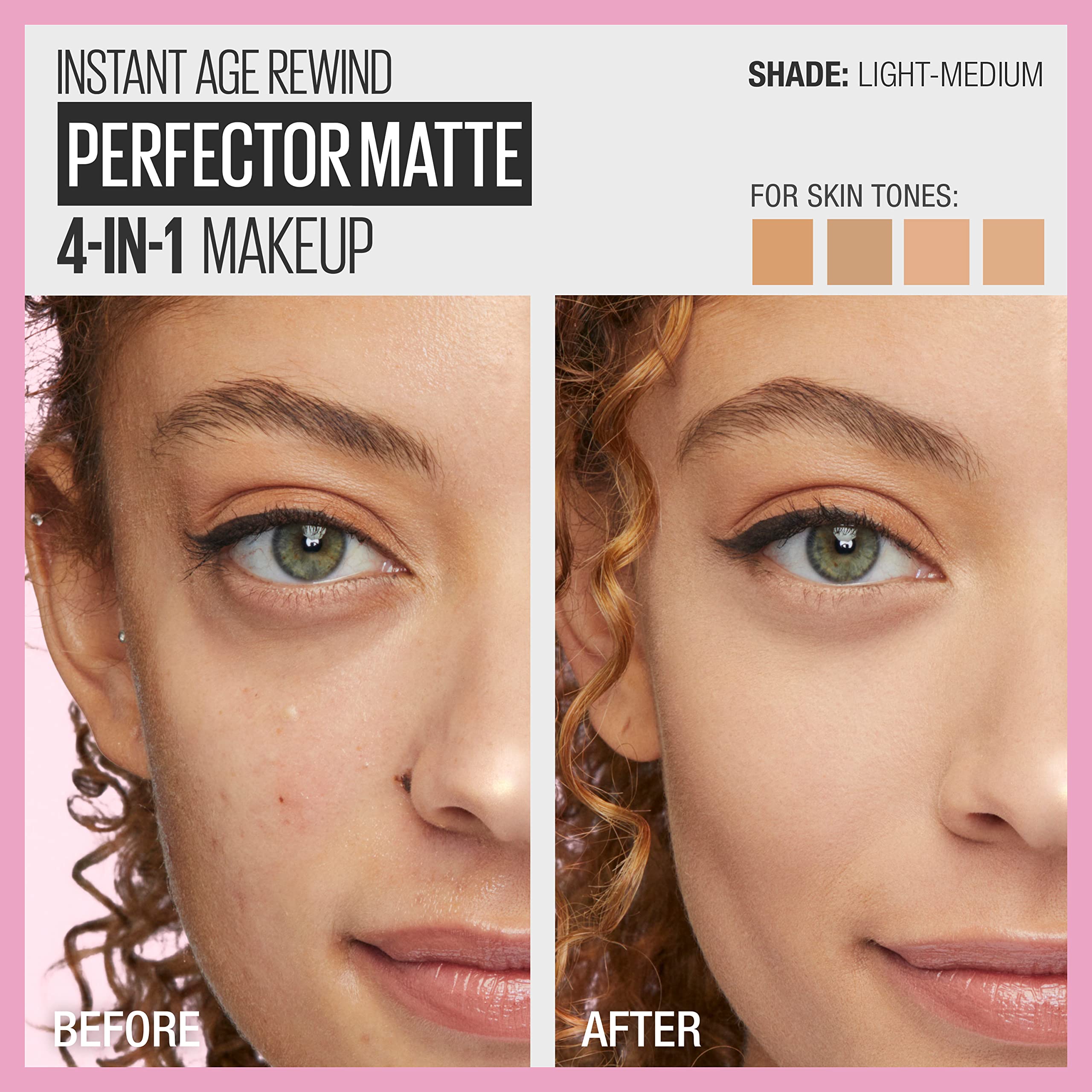 Maybelline Instant Age Rewind Instant Perfector 4-In-1 Matte Makeup, 02 Light/Medium, 1 Count
