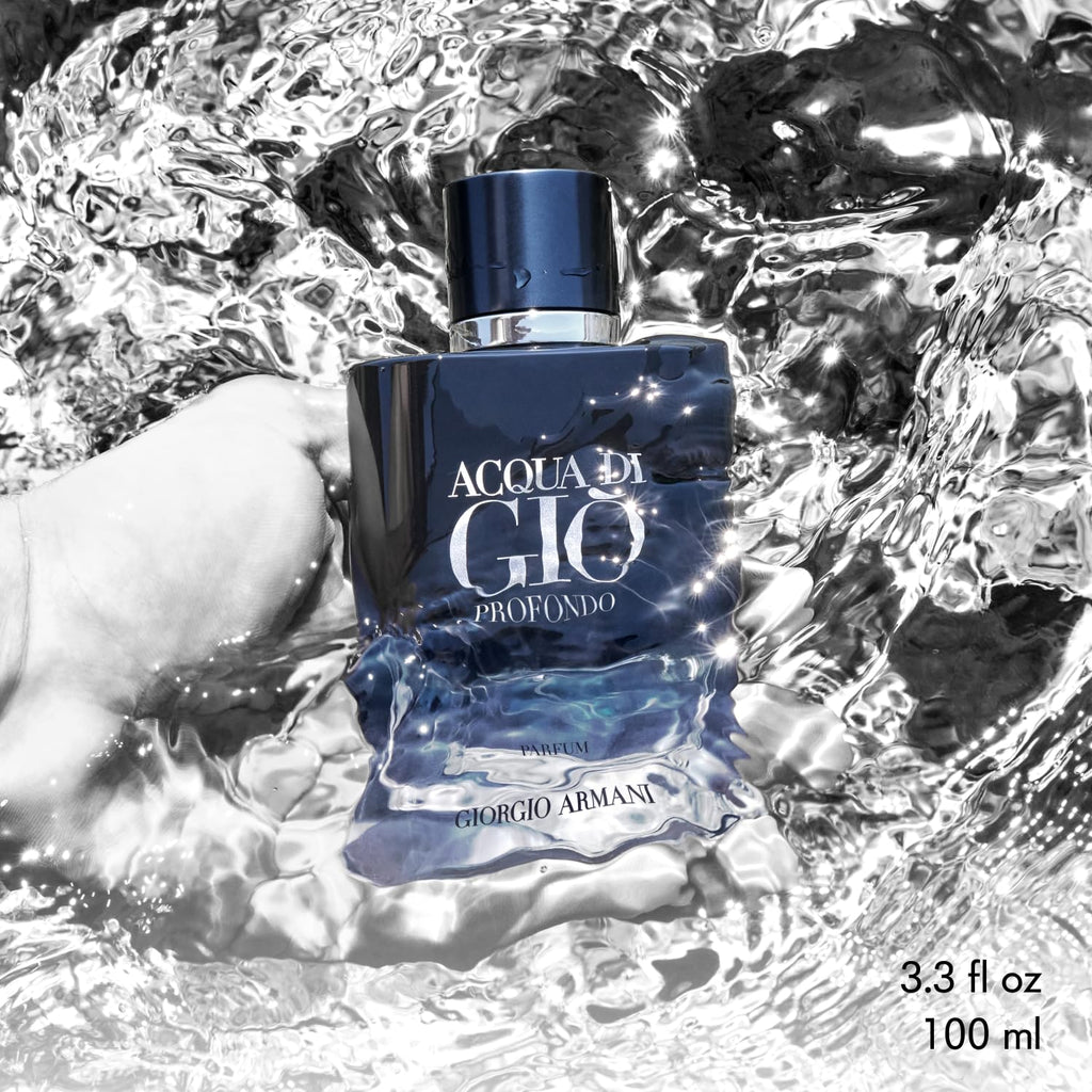 Armani Beauty – Acqua di Giò Profondo – Parfum – Cologne for Men – Fougère Aromatic & Ambery Men’s Fragrance – Bergamot, Everlasting essence, Cistus & Patchouli Notes - 1.6 Fl Oz