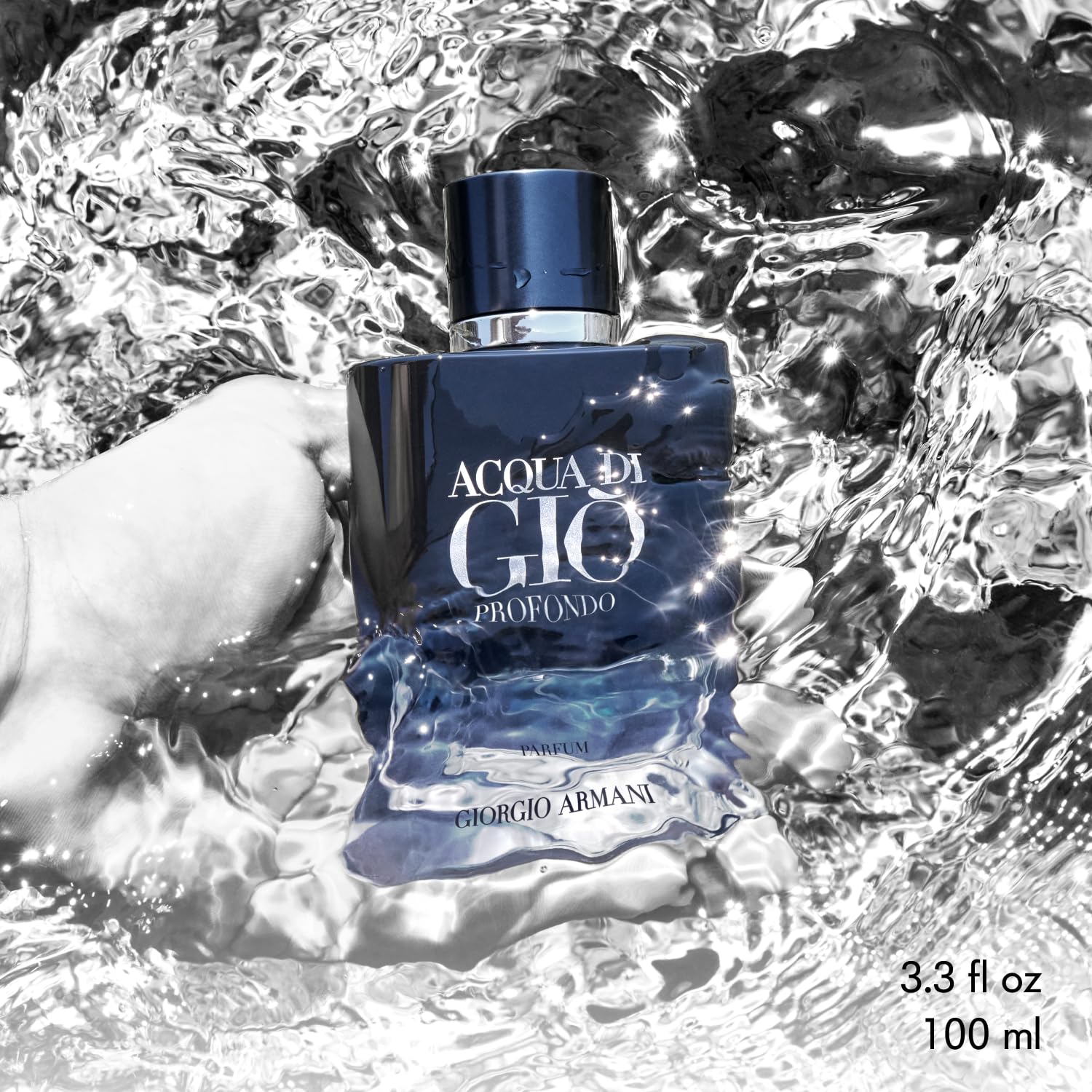 Armani Beauty – Acqua di Giò Profondo – Parfum – Cologne for Men – Fougère Aromatic & Ambery Men’s Fragrance – Bergamot, Everlasting essence, Cistus & Patchouli Notes - 1.6 Fl Oz