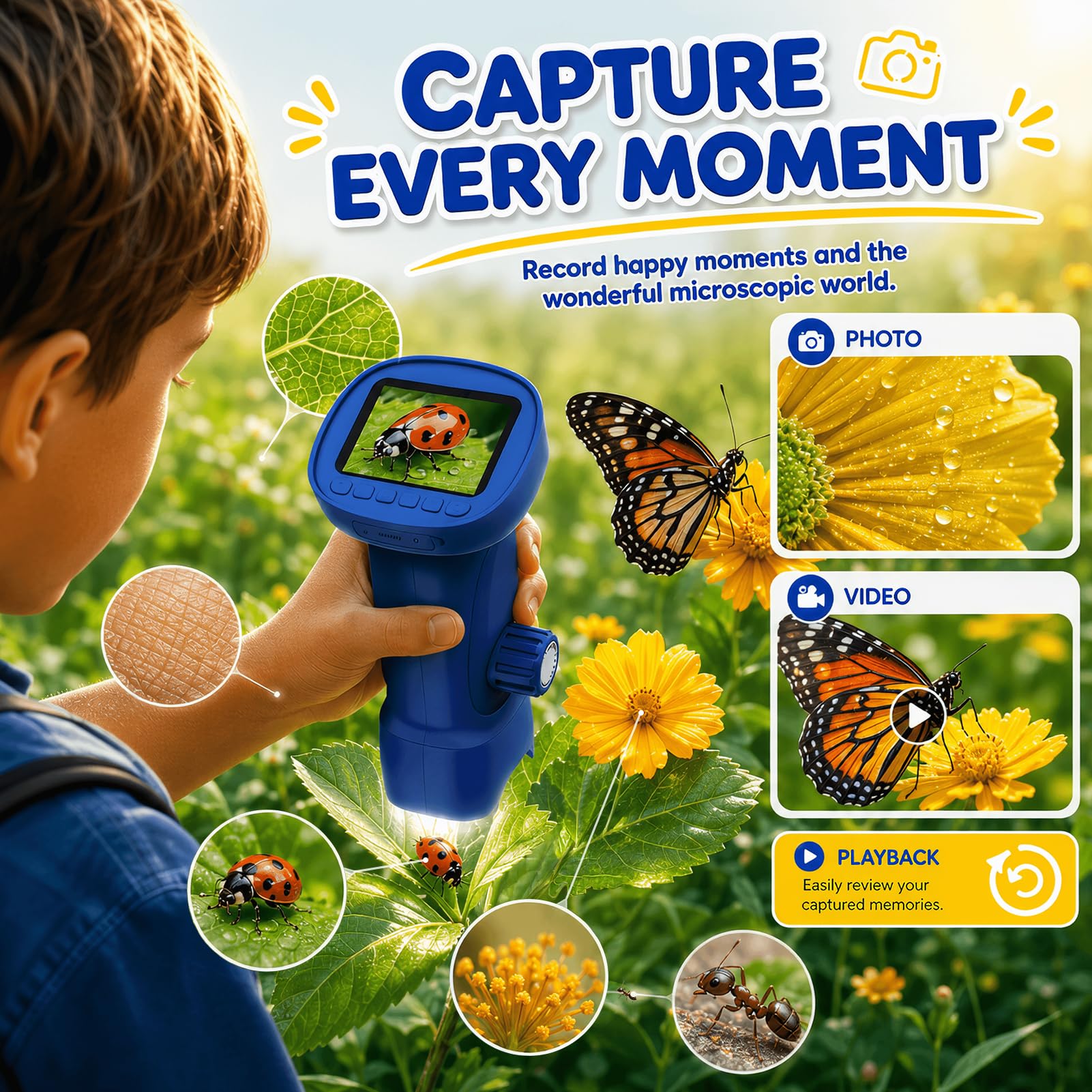1000X Handheld Digital Microscope for Kids: Explorer 4K Magnifying Glass