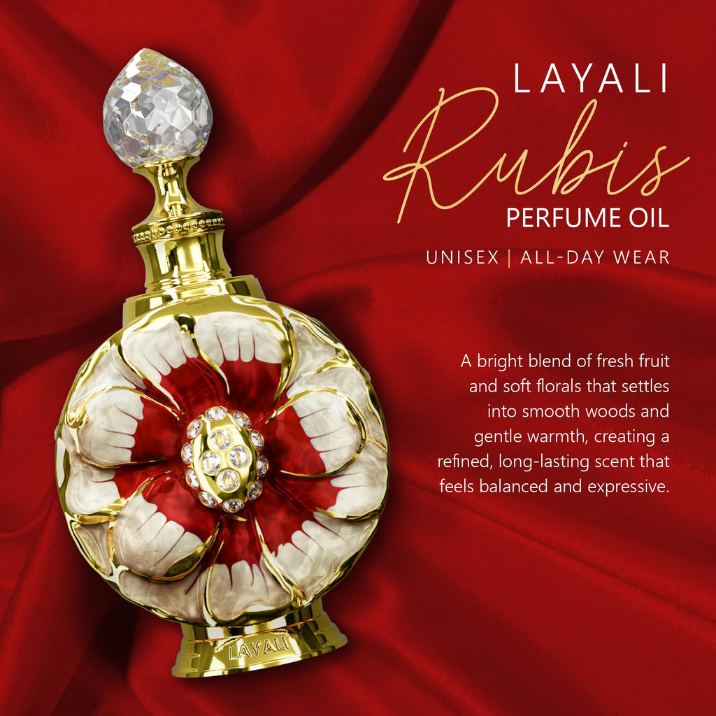 Swiss Arabian Layali Rubis – Arabian Perfume Oil Fragrance with Rose, Pear and Orange Flower – Luxury Products From Dubai – Long Lasting & Addictive Parfum – Arabic Perfume Oil for Women (0.5 oz)
