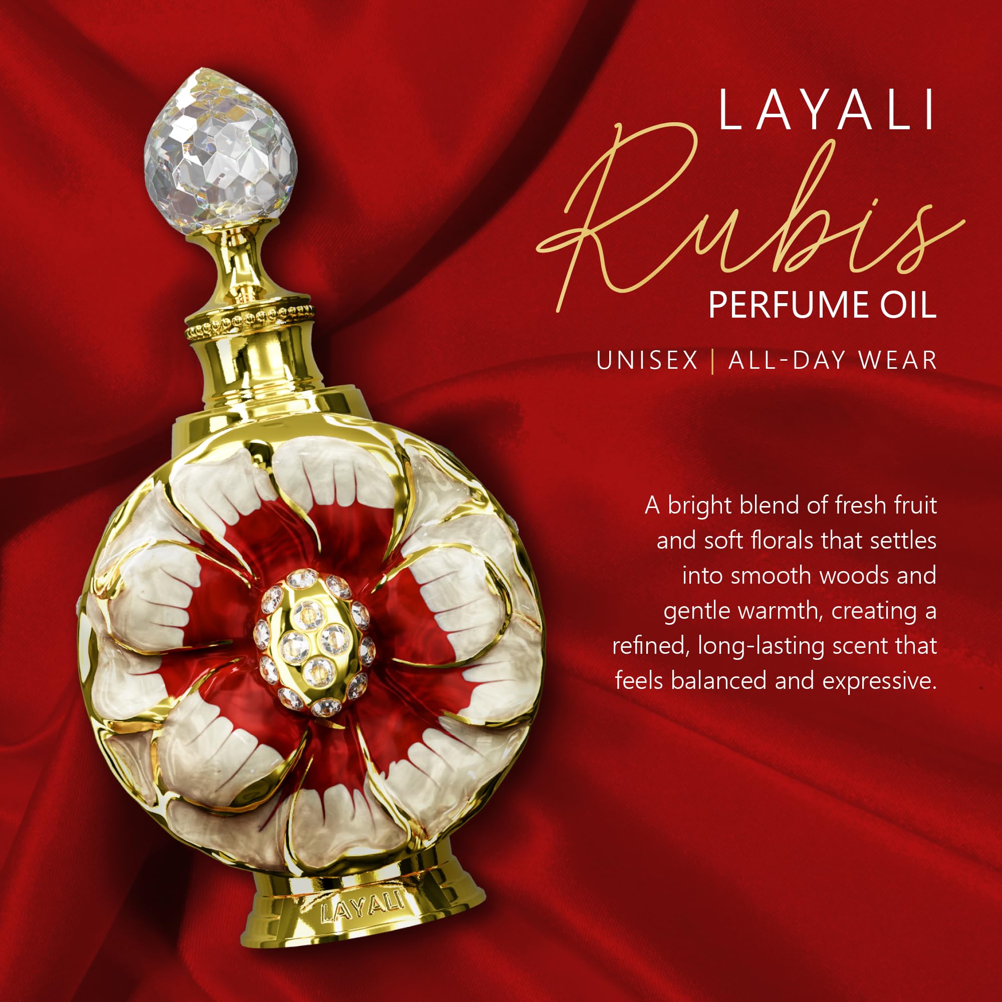 Swiss Arabian Layali Rubis – Arabian Perfume Oil Fragrance with Rose, Pear and Orange Flower – Luxury Products From Dubai – Long Lasting & Addictive Parfum – Arabic Perfume Oil for Women (0.5 oz)