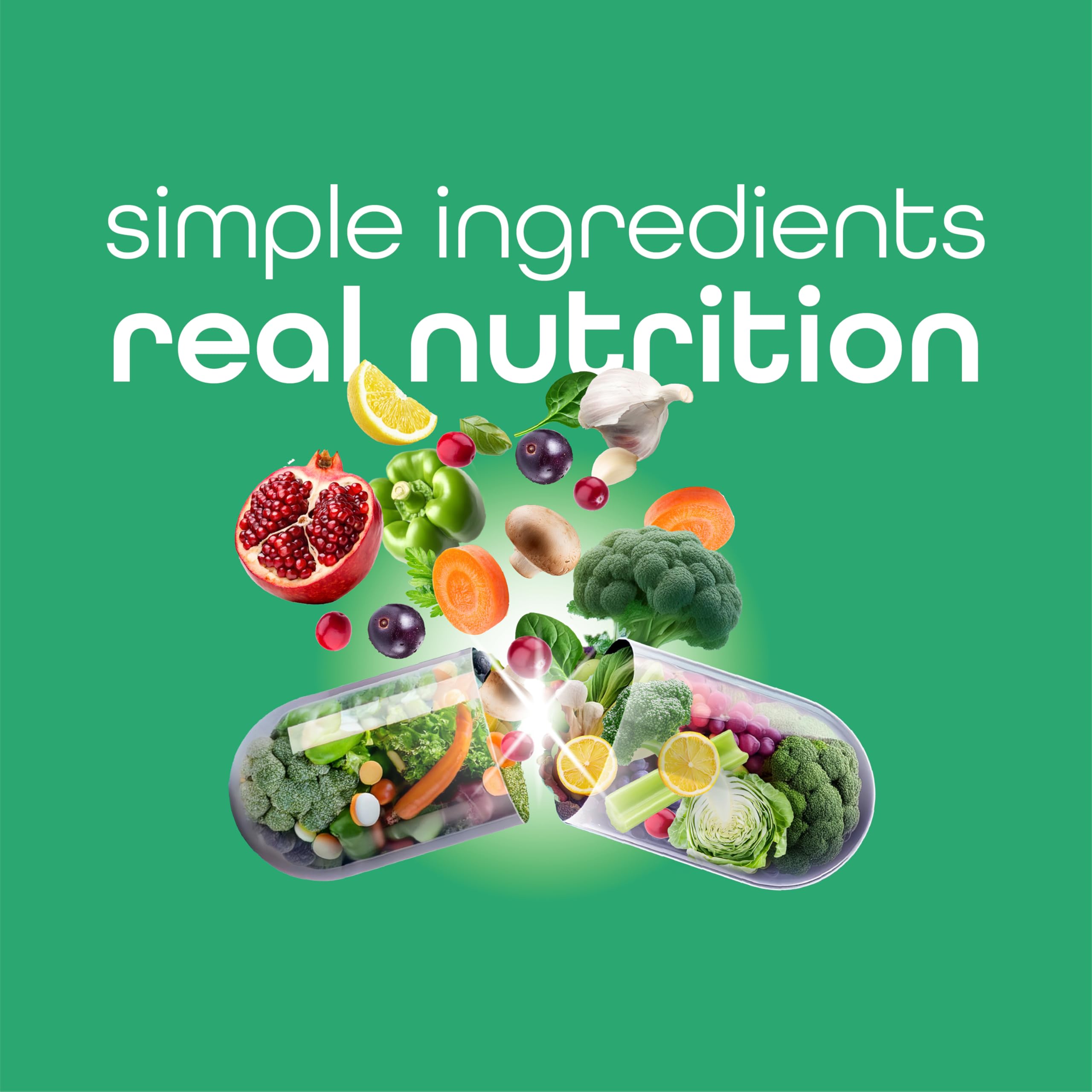 Zena Nutrition Organic Super Greens Fruit & Veggies Supplement, 70+ Superfoods from Fruit & Vegetables, Spirulina, Chlorella, Prebiotics & Probiotics, Digestive Enzymes for Gut Health, 180 Capsules