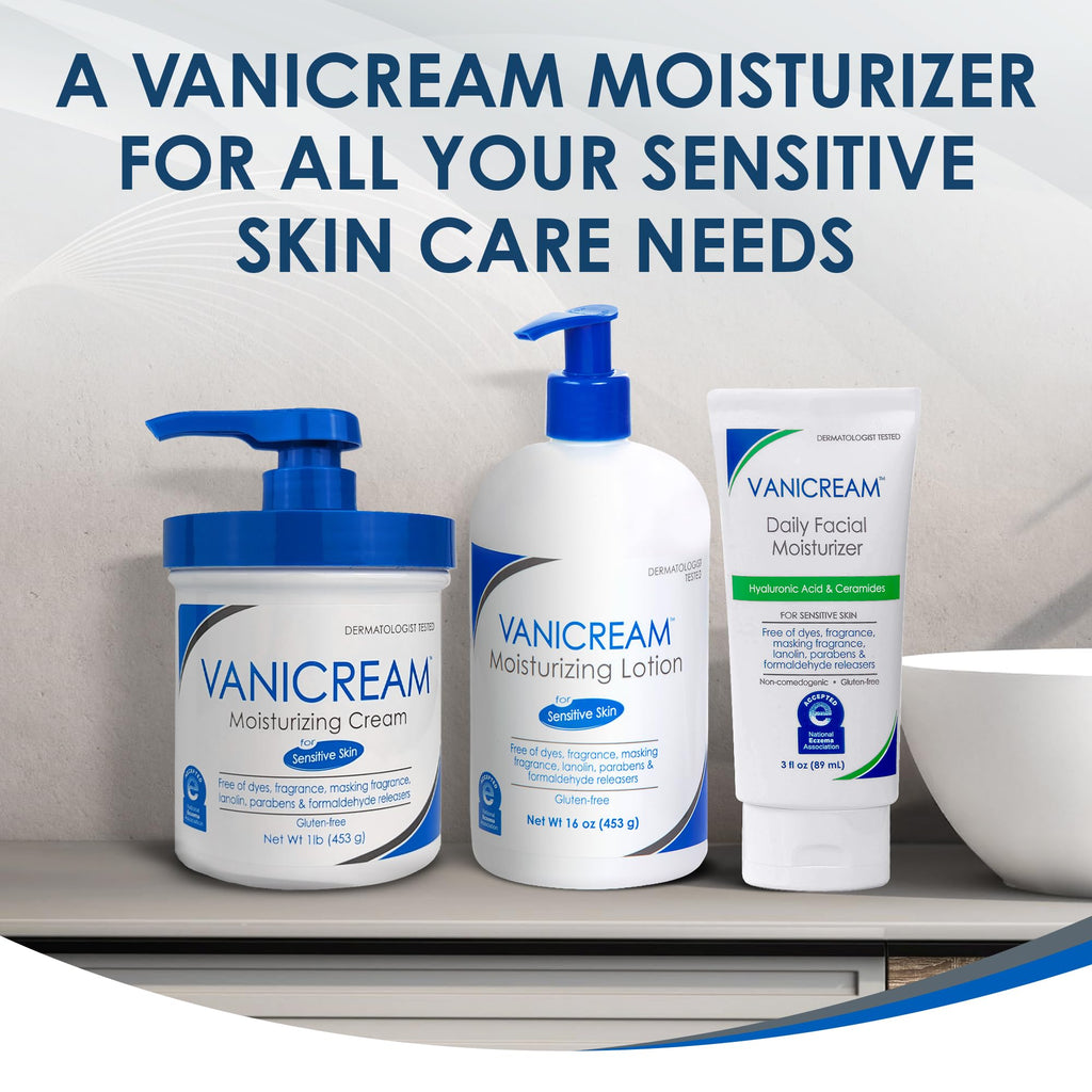 Vanicream Moisturizing Lotion, Body and Face Moisturizer with Pump, 16 Oz, Formulated without Common Irritants for Sensitive Skin, Lightweight & Non-Greasy, Restore Moisture & Soothe Irritated Skin