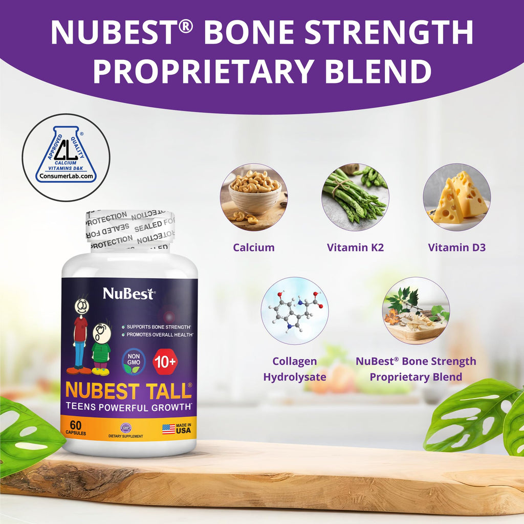 NuBest Bundle Tall 10+ 60 Capsules Tall Kids 90 Chewable Tablets | Height Growth Support for Kids & Teens | Calcium, Vitamins D3 K2, Collagen & Herbal Blend