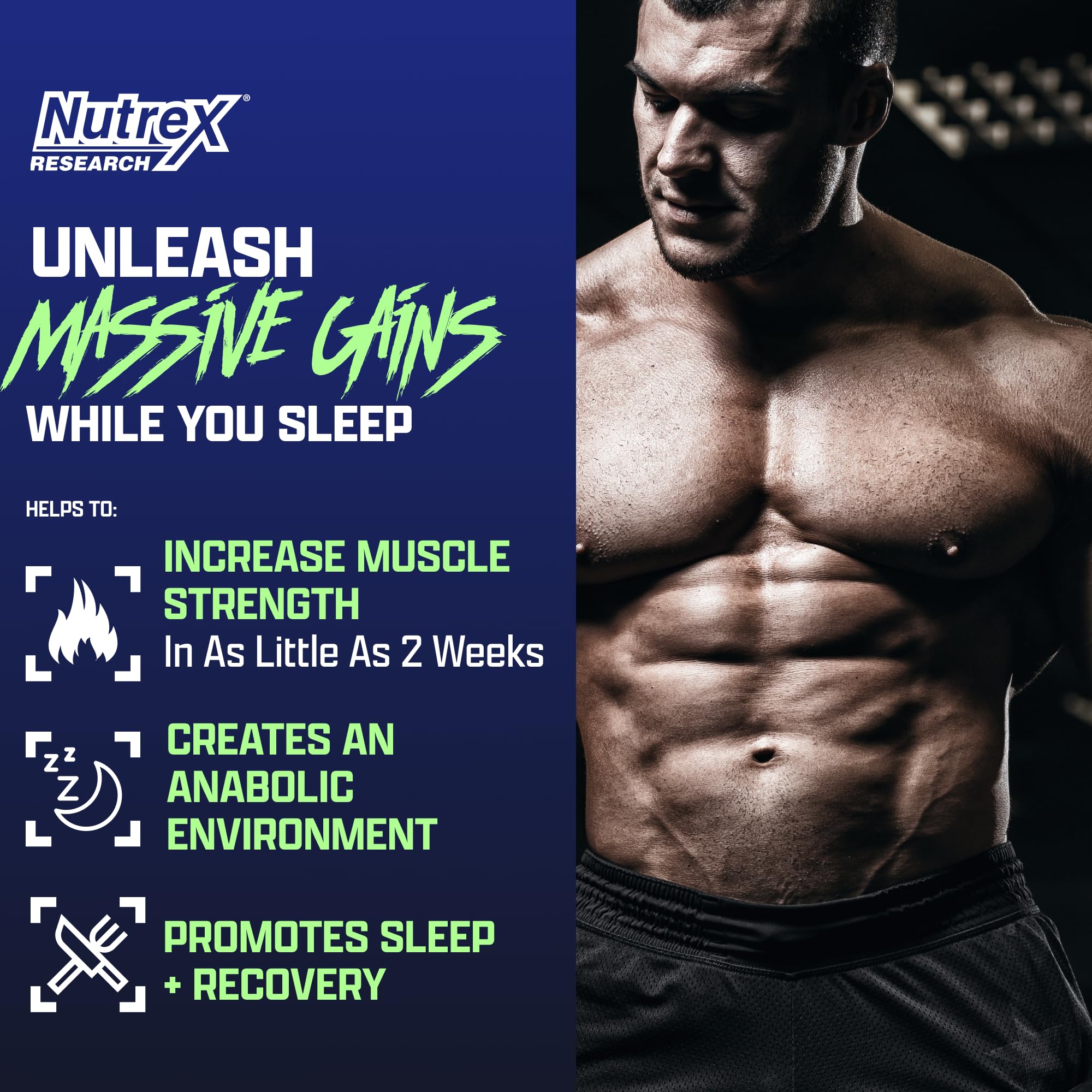 Nutrex Research Anabol Nighttime Sleep Support Supplement and Anabolic Muscle Builder for Men Post Workout Recovery Strength and Muscle Growth Capsules Count 60