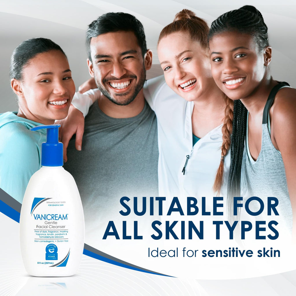 Vanicream Gentle Facial Cleaner with Pump Dispenser, 8 Fl Oz, Formulated without Common Irritants for Sensitive Skin, Removes Makeup, Dirt & Excess Oils, Non-Comedogenic, pH-Balanced Face Wash
