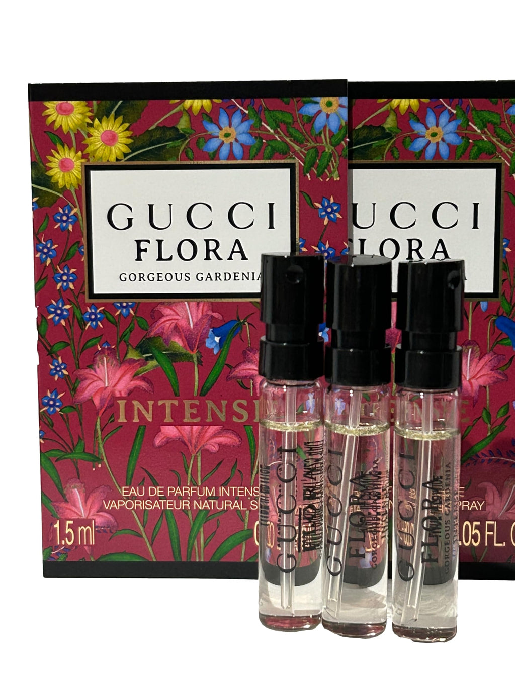 Gucci Flora Gorgeous Gardenia INTENSE Sample Perfume Parfum Women Spray 1.5 ml / 0.05 oz set of 3-5813