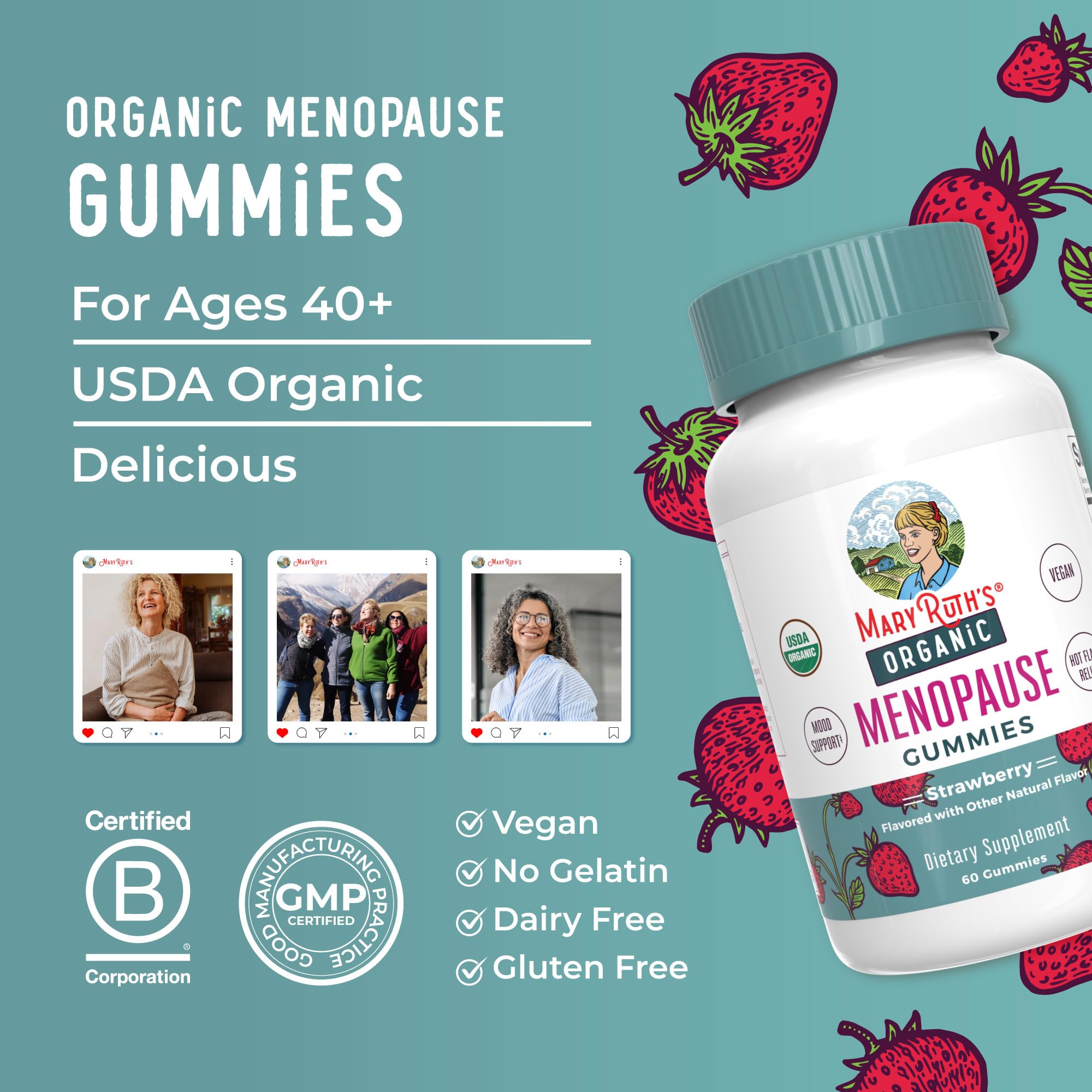 MaryRuth's Organic Menopause Support Gummies, Black Cohosh, 30 Servings