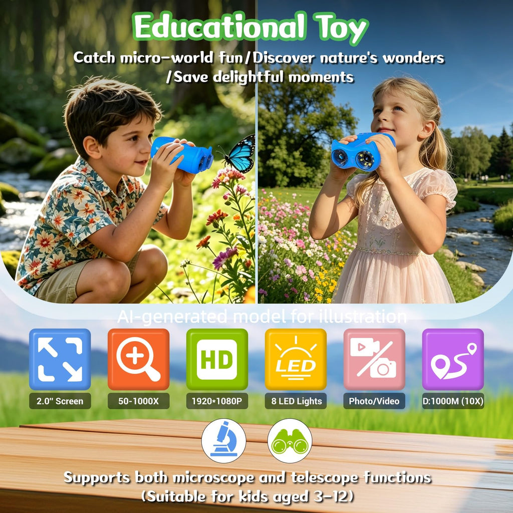 Pozifu 2 in 1 Kids Microscope and Telescope, STEM Educational Toy