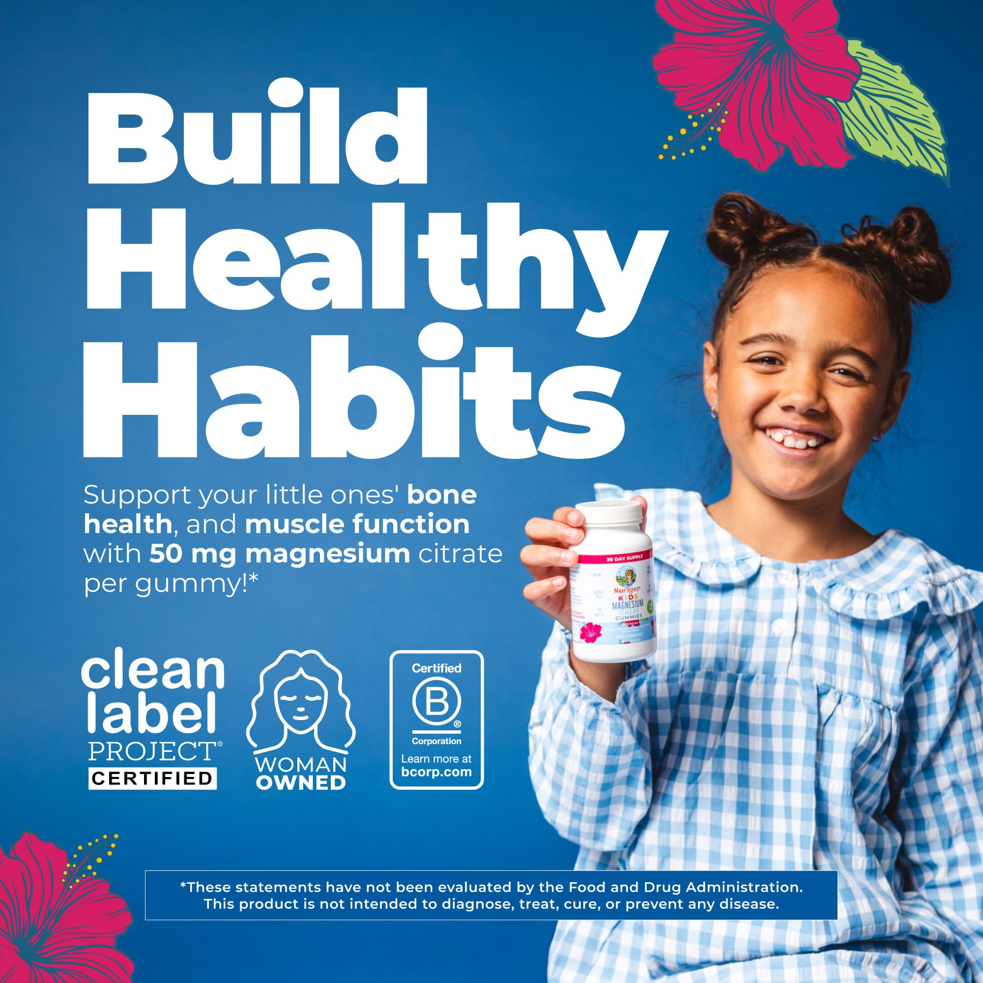 MaryRuth's Kids Magnesium Gummies, 50mg Magnesium Citrate for Kids 4+, 60ct