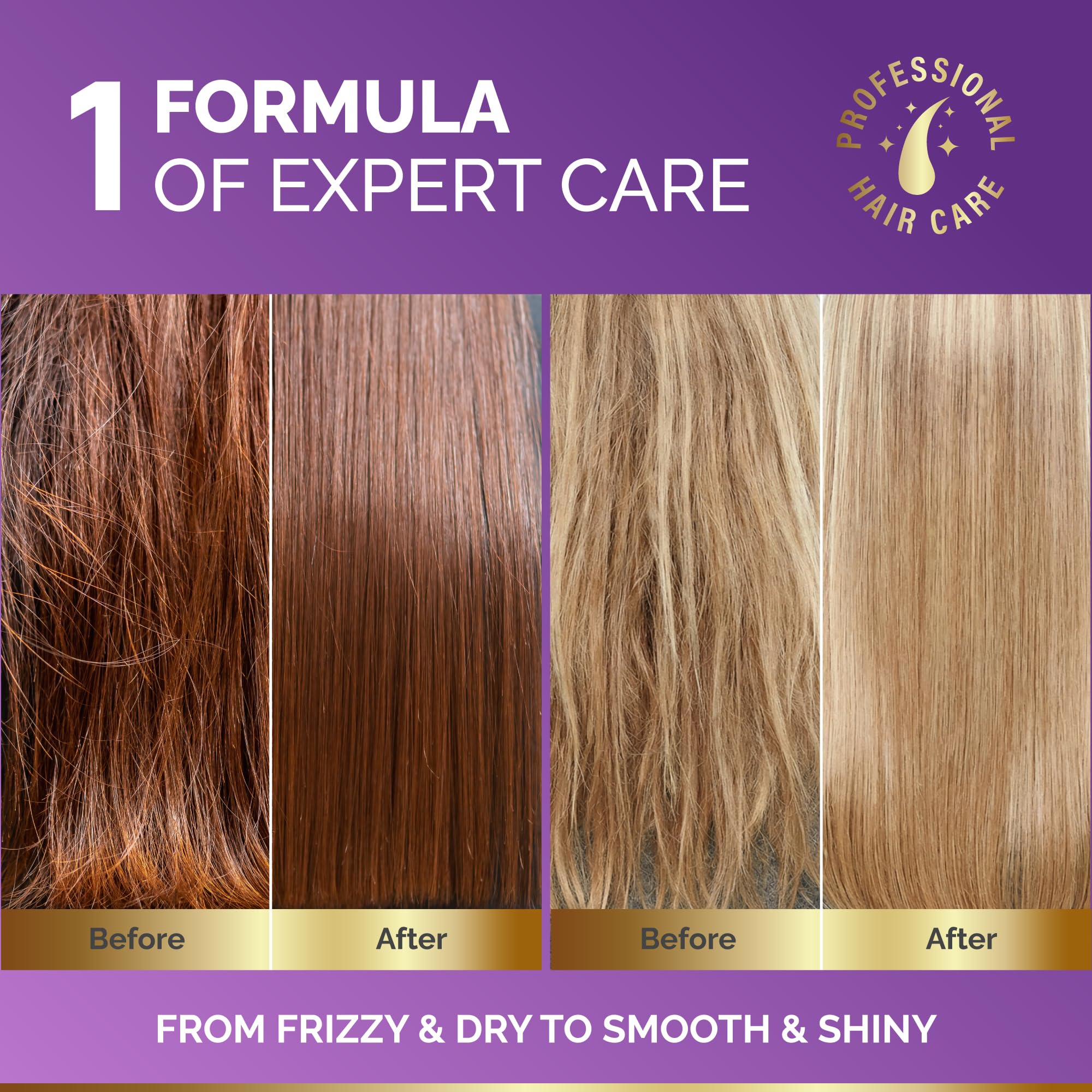 Hydrating Hair Serum for Dry & Frizzy Hair, Lightweight Leave-In Anti-Frizz Treatment, Non-Greasy Split Ends Repair with Keratin, Biotin, Castor & Rosemary Oils, Smooth Shine & Heat Protection, 2 Pack