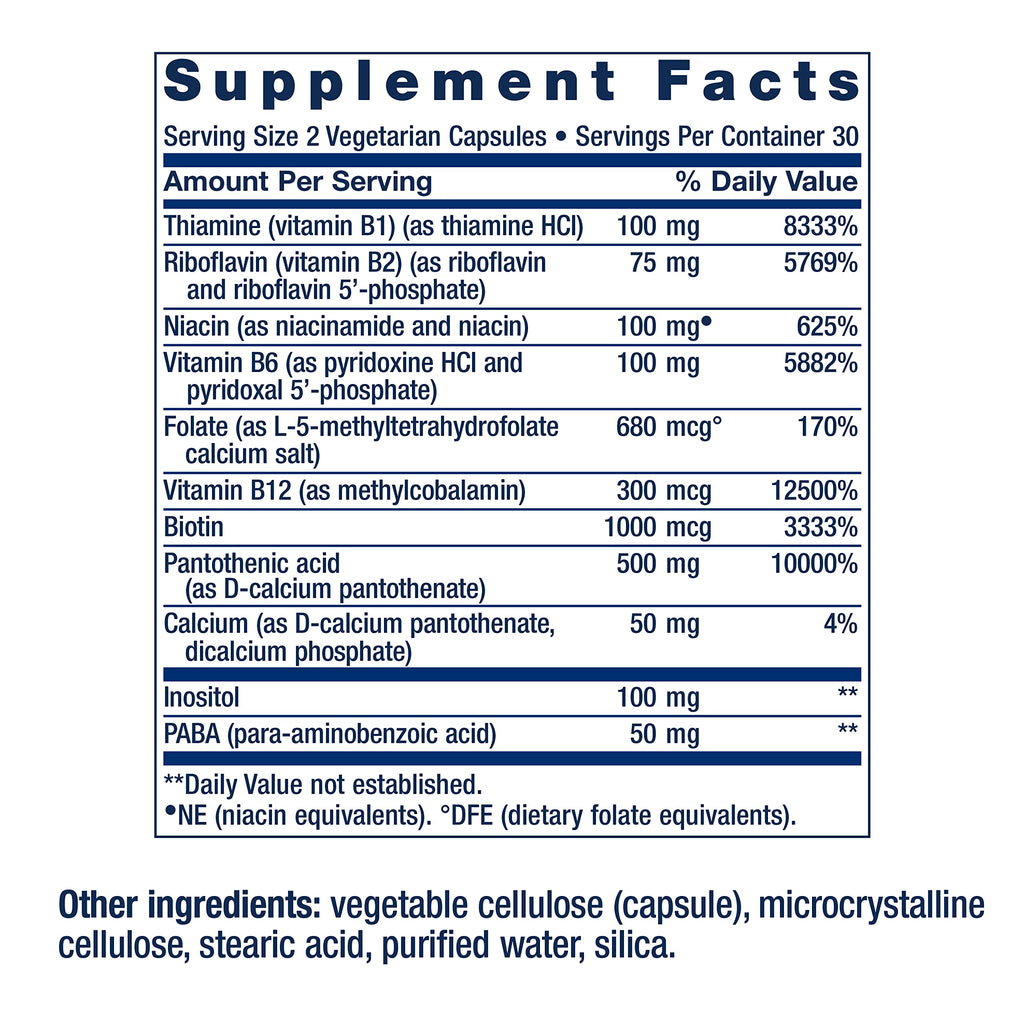 Life Extension BioActive Complete B-Complex, Heart, Brain and Nerve Support, Healthy Energy, Metabolism, Complete B Complex, 60 Vegetarian Capsules, (Pack of 2)