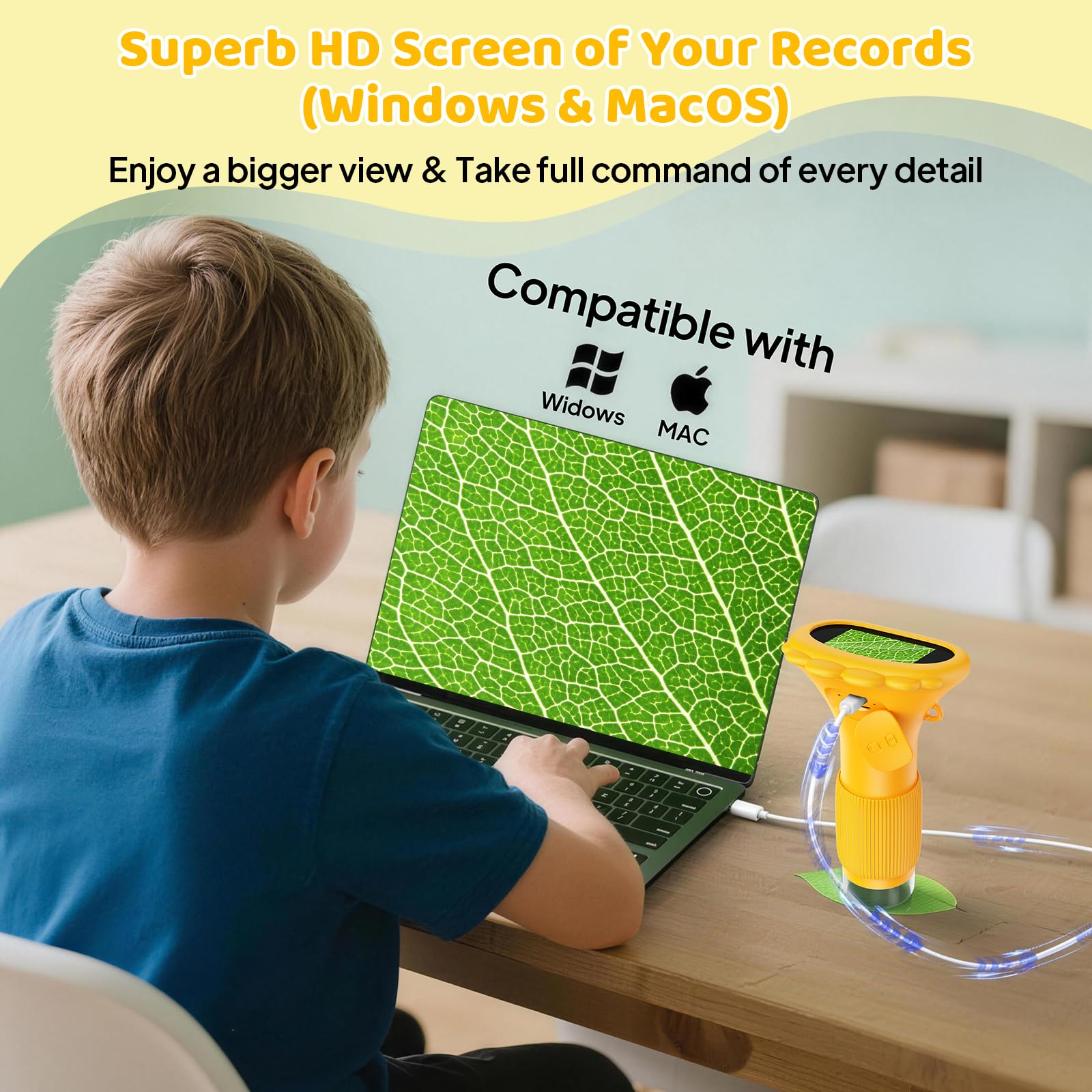Kids Microscope - Ashfly 1000X Portable Microscope for Kids, Photo & Video Miniscope Pocket Microscope Gifts, 2'' Digital Screen 2026 for Boys Girls Age 3-12
