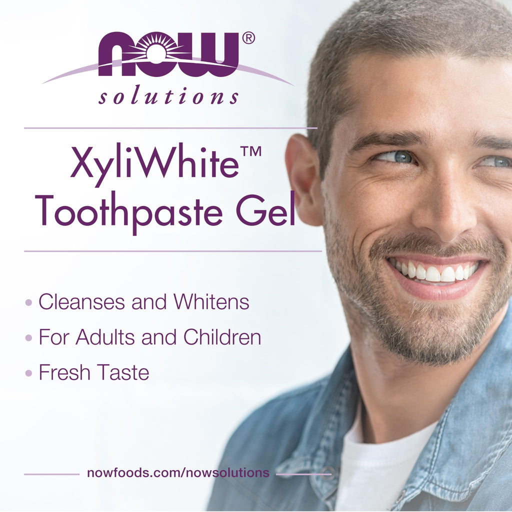 NOW Foods Solutions, Xyliwhite™ Toothpaste Gel, Coconut Oil, Cleanses and Whitens, Cool Coconut-Mint Taste, 6.4-Ounce