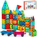 Gemmicc 100 PCS Magnetic Tiles with 2 Cars, STEM Approved Educational Magnet BuildingToys, Magnet Puzzles Stacking Blocks for Boys Girls