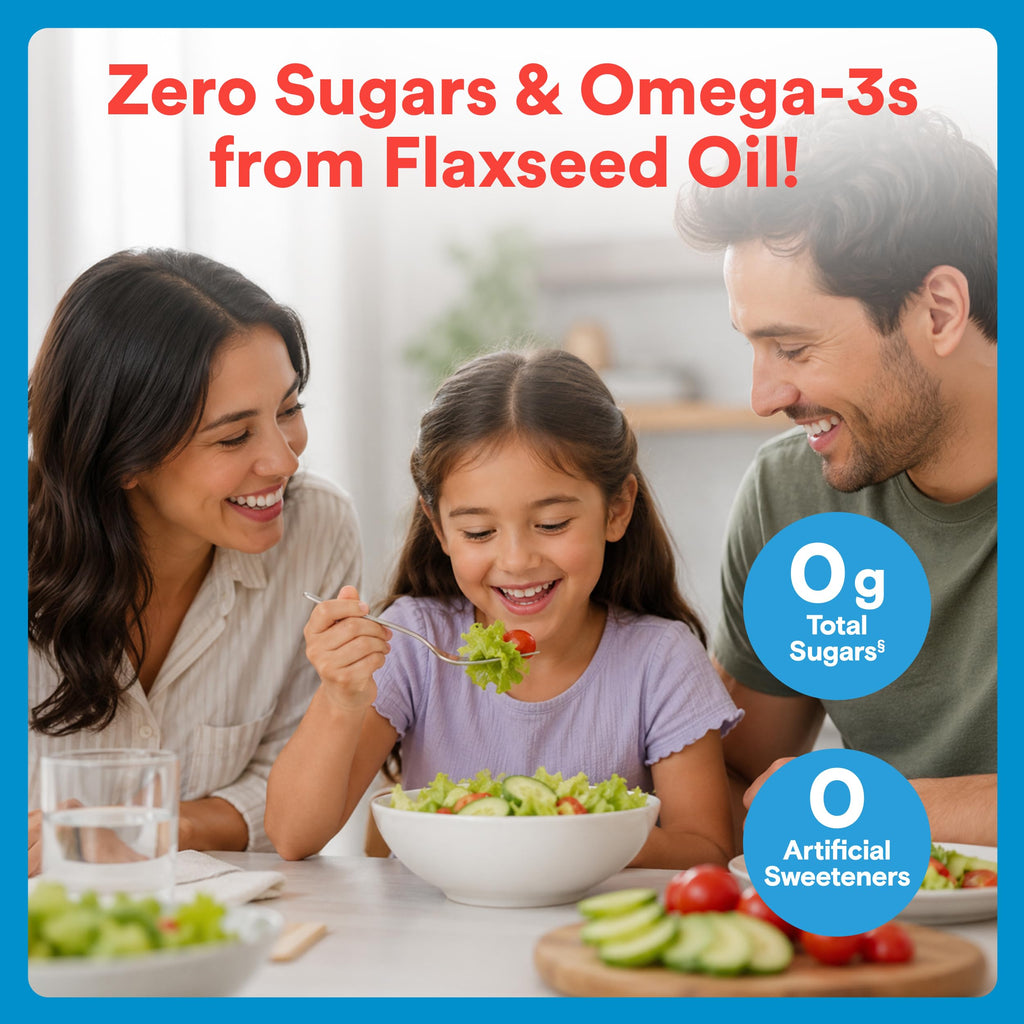 SmartyPants Kids Zero Sugar Multi & Omegas Multivitamin Gummies with Omega 3 ALA, Vitamins D, C, A, Plant-Based, Clean Label, No Sugar Alcohols, Strawberry Banana Flavor, 60 Gummies (30 Day Supply)