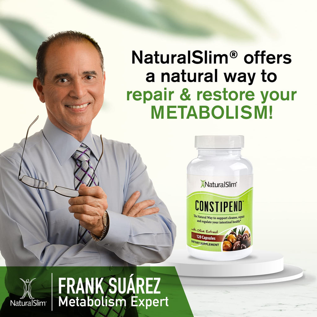 NaturalSlim Constipend Magnesium Oxide for Constipation Relief, Colon Cleanser & Stool Softener for Women & Men with Magnesium Citrate, Aspartate & Olive Extract, 120 Vegetable Capsules – 1 Pack