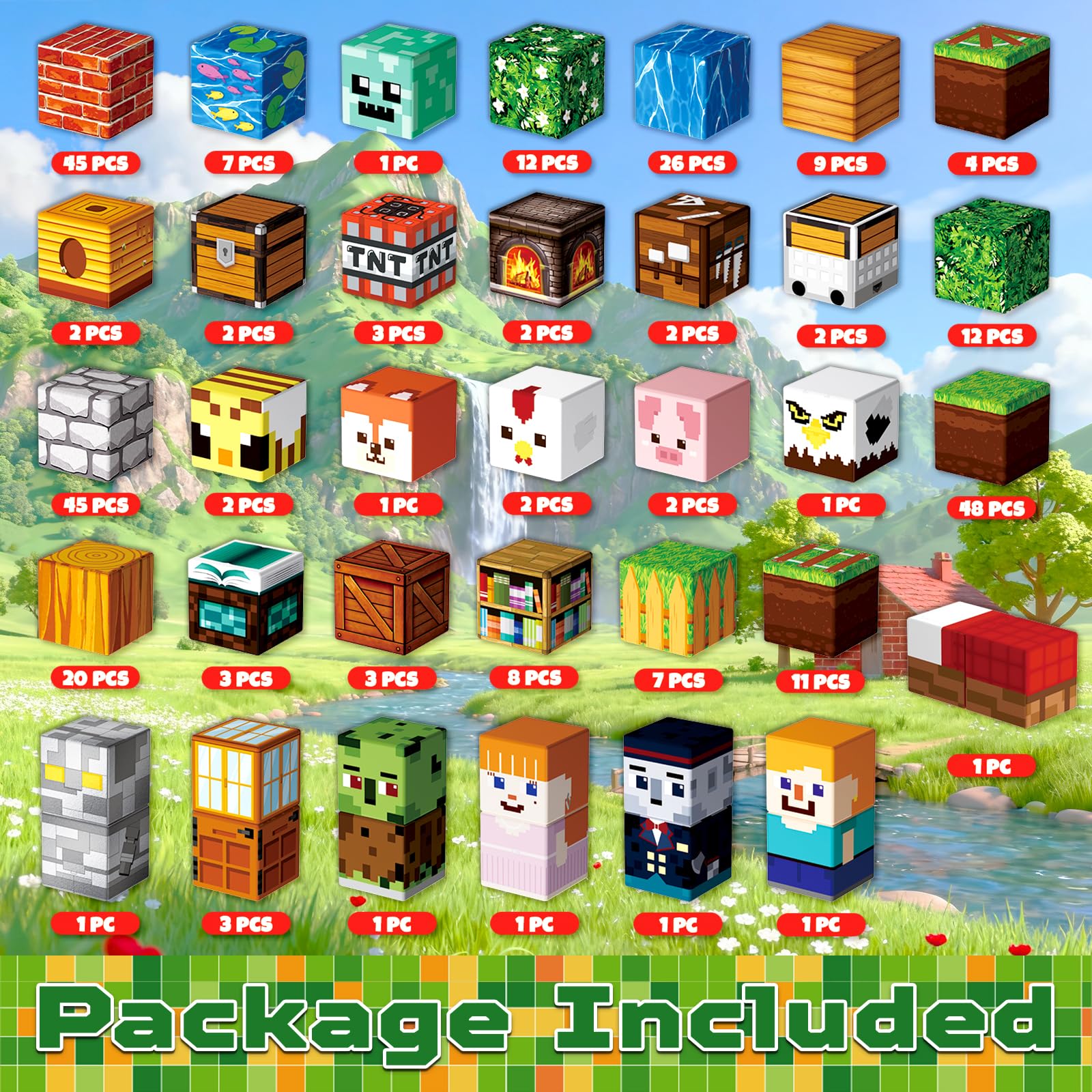 Annexfun 300 PCS Magnetic Blocks - Magnetic Building Blocks, Stacking Magnets for Kids, Sensory Toy for STEM Montessori Sensory Toys for Kids 3+ Boys and Girls Easter Christmas Birthday Gifts
