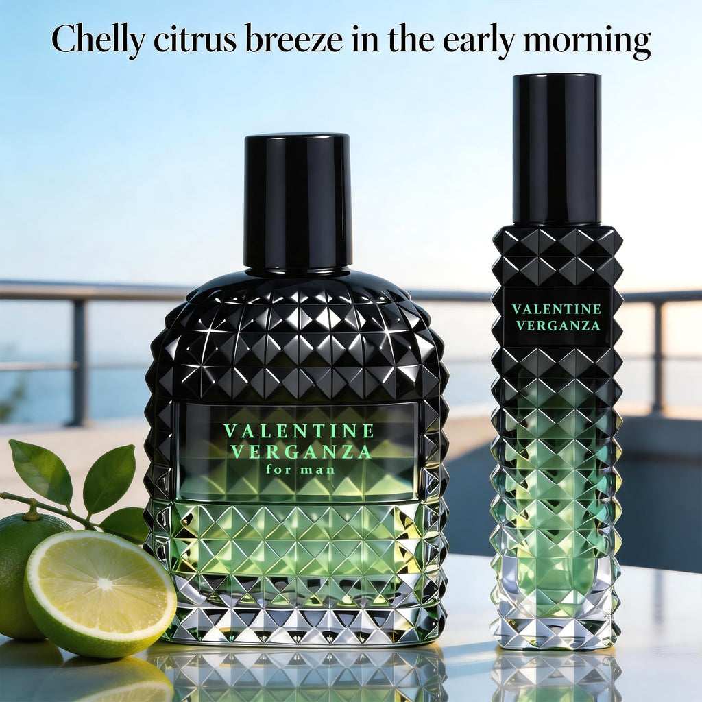 A CENTER Valentine Verganza Men's Cologne Gift Set 2pcs/100ml&30ml Eau de Parfum Bergamot Coffee&Vetiver Fragrance Cologne Gift Combo for Him