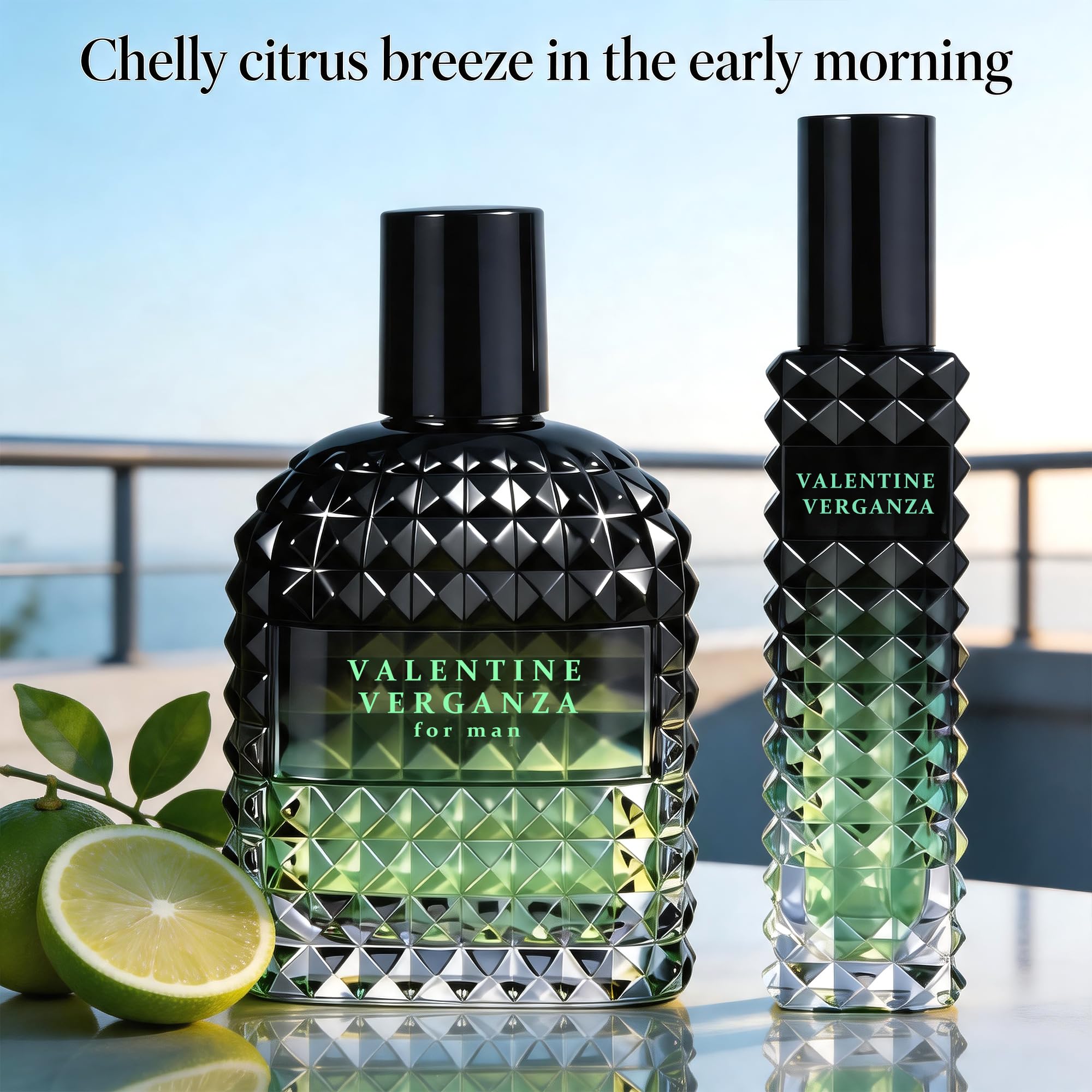 A CENTER Valentine Verganza Men's Cologne Gift Set 2pcs/100ml&30ml Eau de Parfum Bergamot Coffee&Vetiver Fragrance Cologne Gift Combo for Him