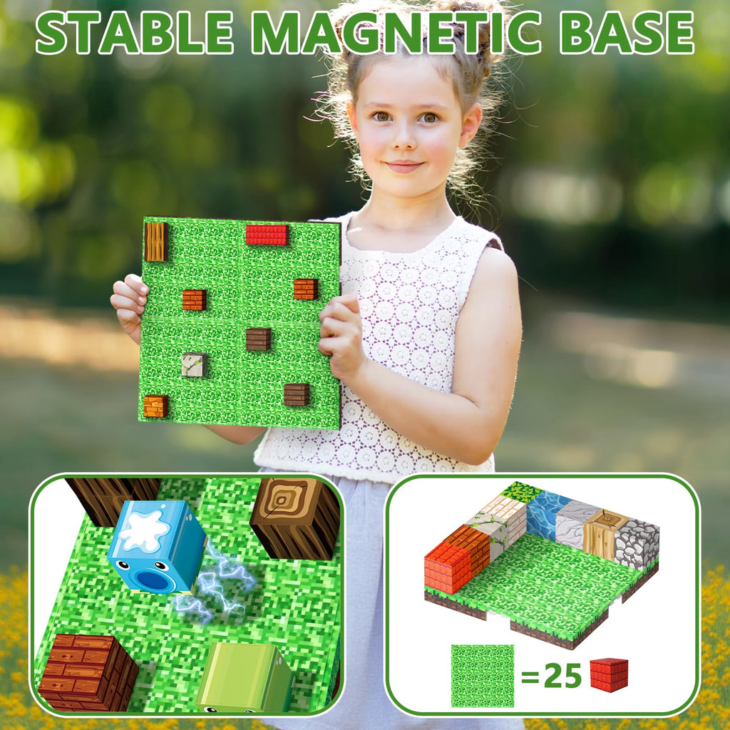 Youngyes Magnetic Blocks Baseplate - Magnet Toys for Kids, 4PCS, Grassland