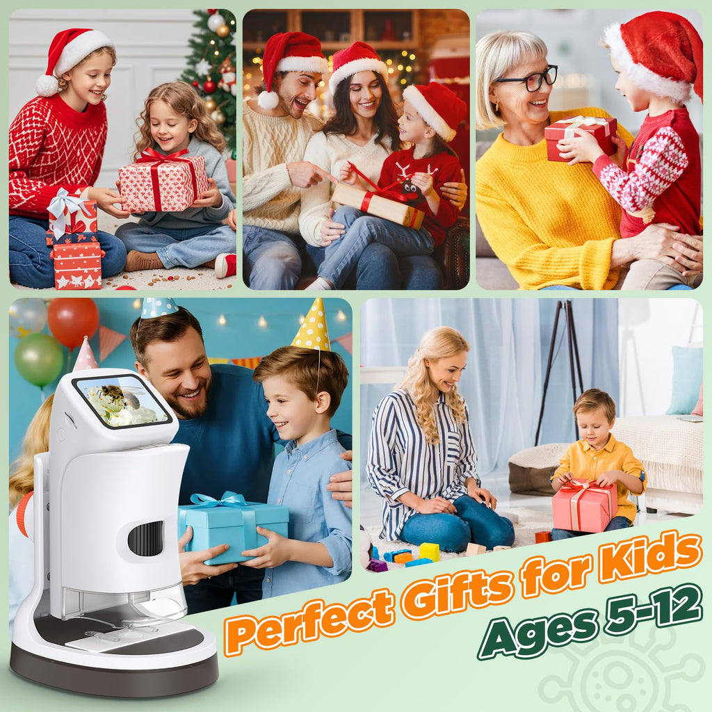 Kids Digital Microscope 1000X 1080P with Screen | Handheld Pocket Microscope for Kids 5-12, Portable Rechargeable STEM Science Kit, Educational Toy Gift for Boys & Girls (2026 New)