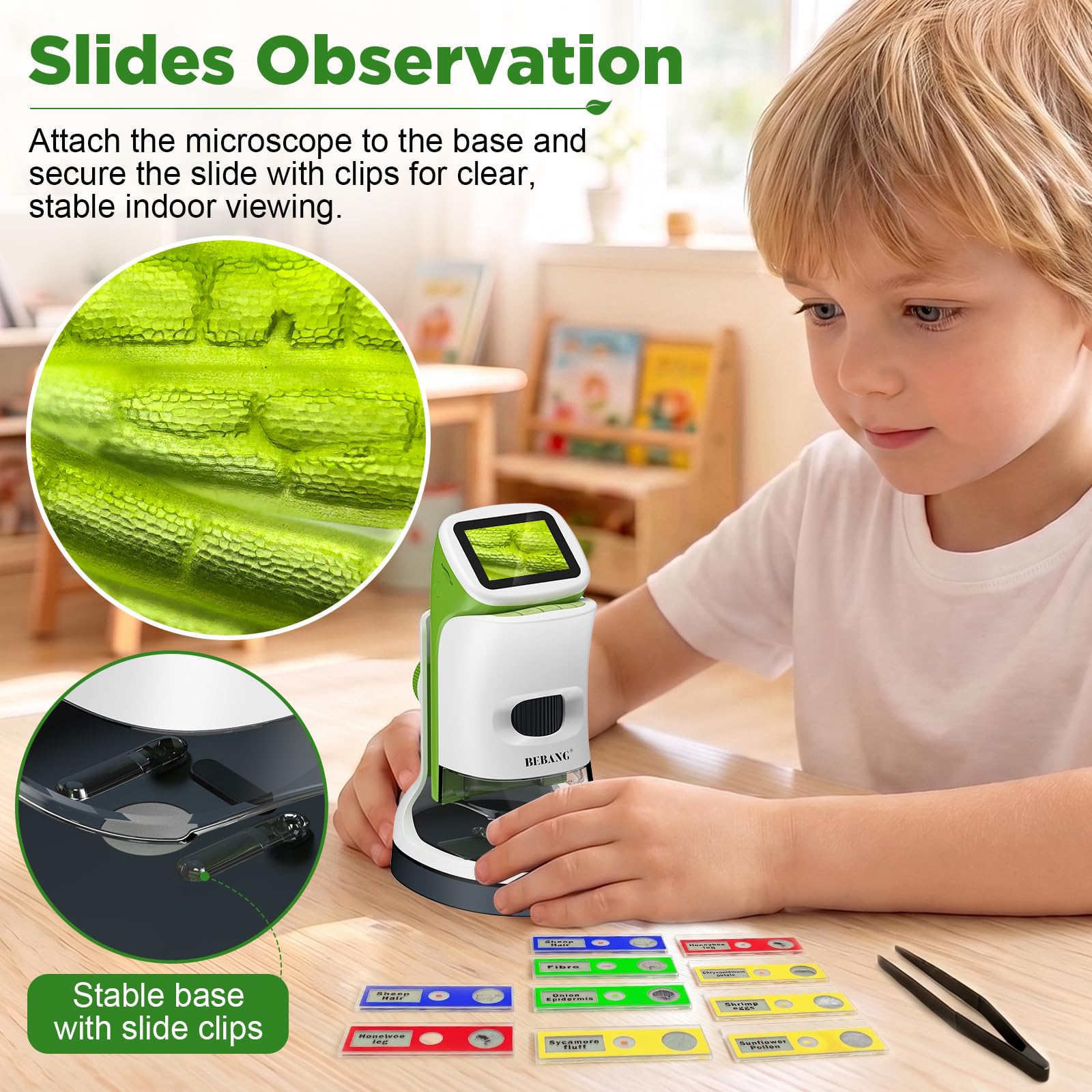 Kids Digital Microscope with Detachable Stand: STEM Science Kit Gift Toys