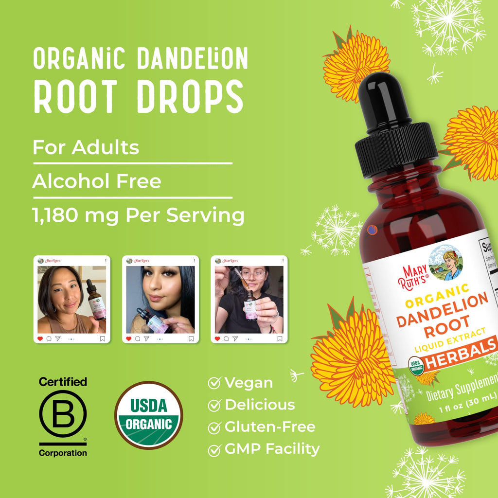 MARYRUTH'S Organic Dandelion Root Extract 1,180mg Dandelion Root, 1 oz